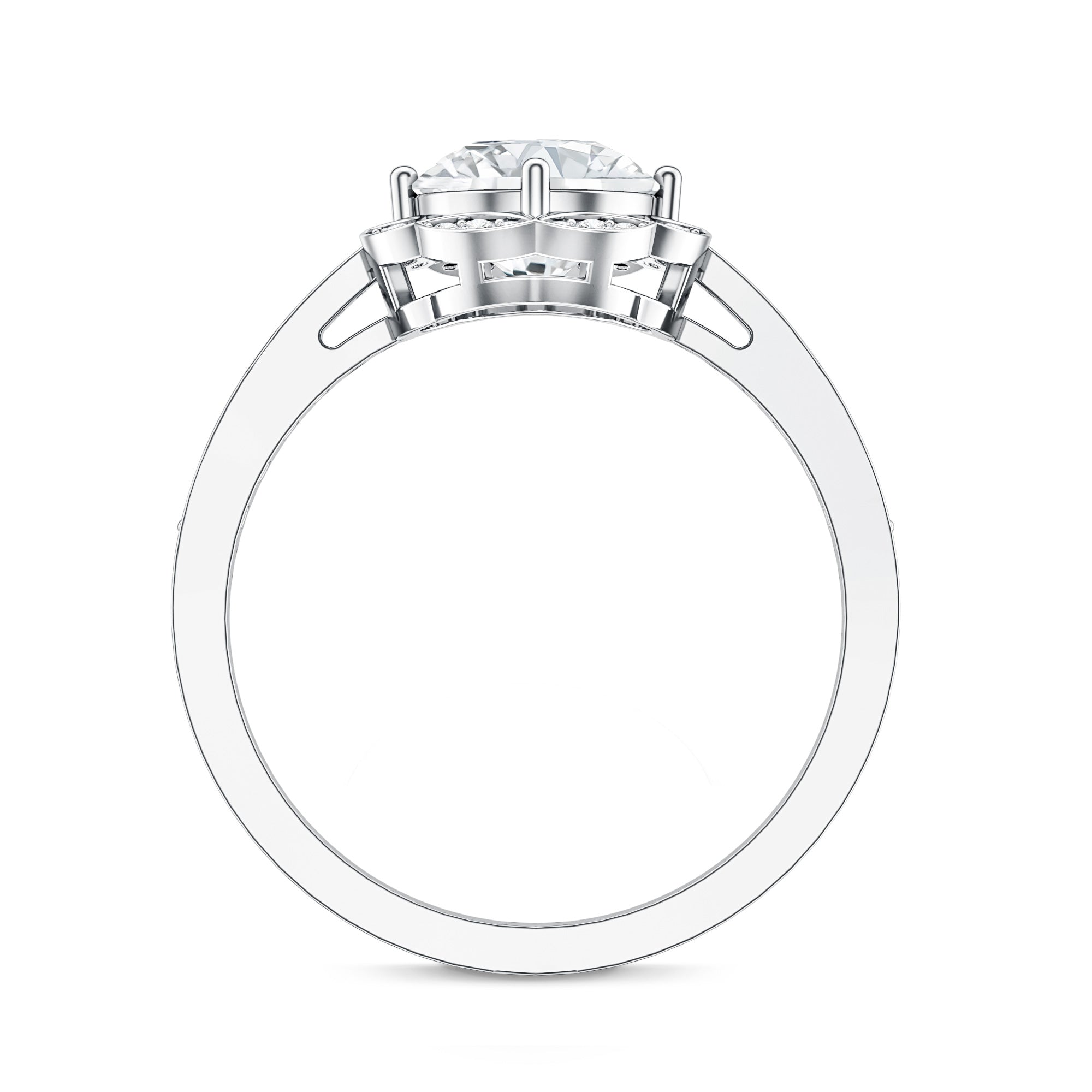Certified 1.2 Carat Lab Grown Diamond Halo Engagement Ring Lab - ( EF-VS ) - Rosec Jewels