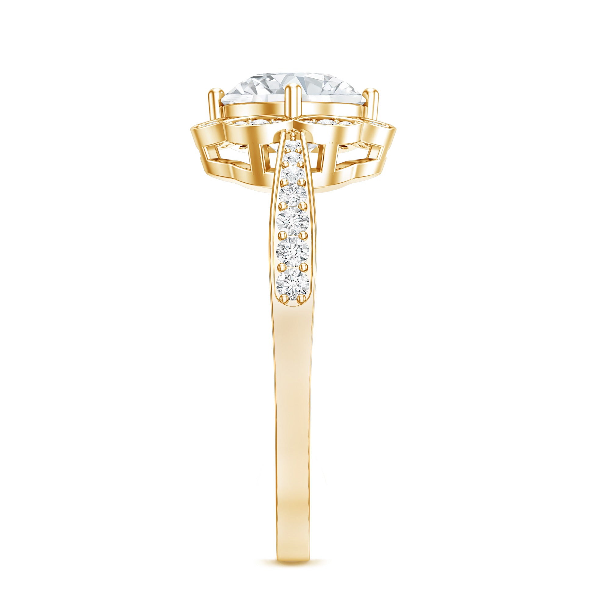 Certified 1.2 Carat Lab Grown Diamond Halo Engagement Ring Lab - ( EF-VS ) - Rosec Jewels