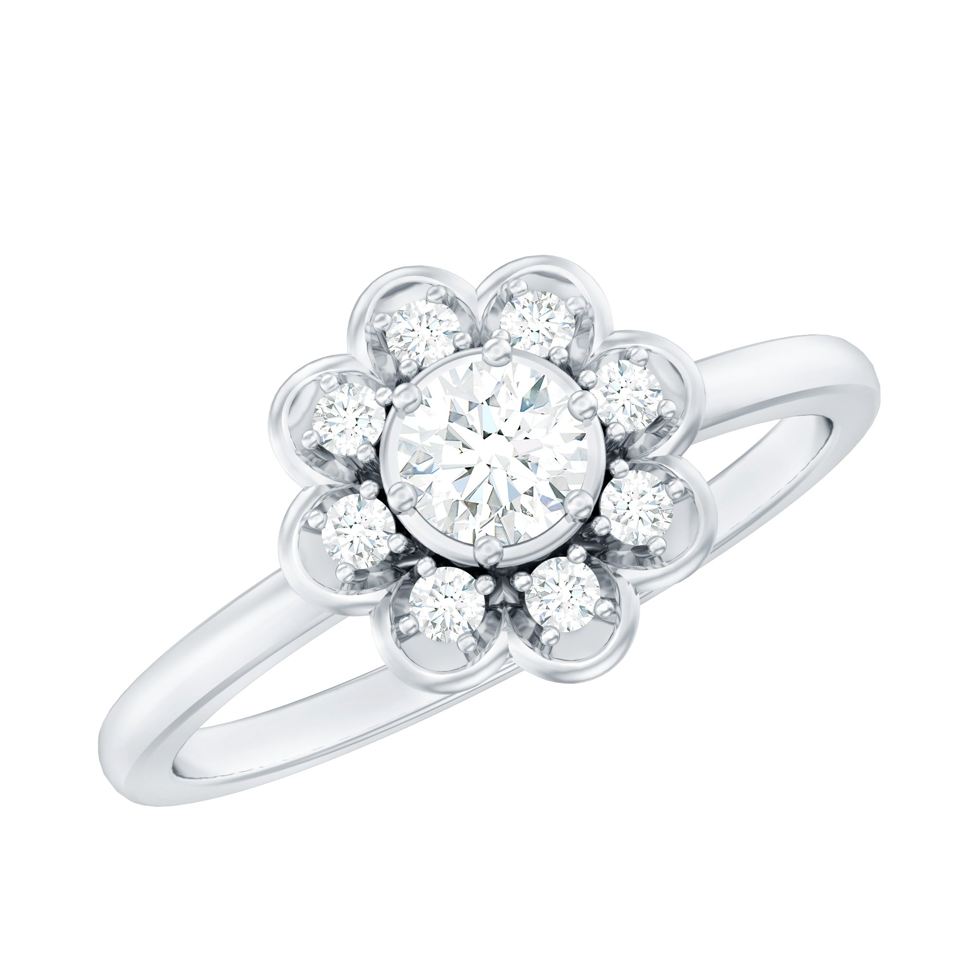 Certified Lab Grown Diamond Flower Promise Ring For Women