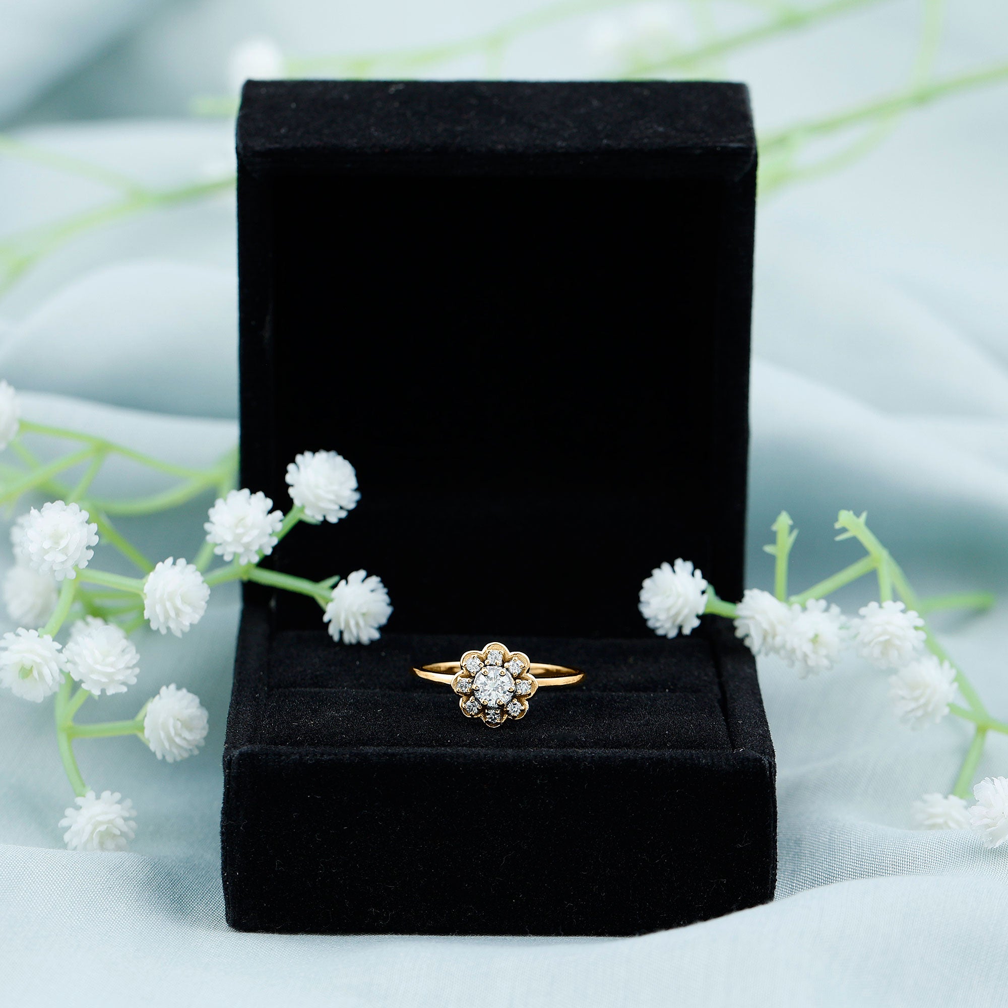 Certified Lab Grown Diamond Flower Promise Ring For Women Lab - ( EF-VS ) - Rosec Jewels