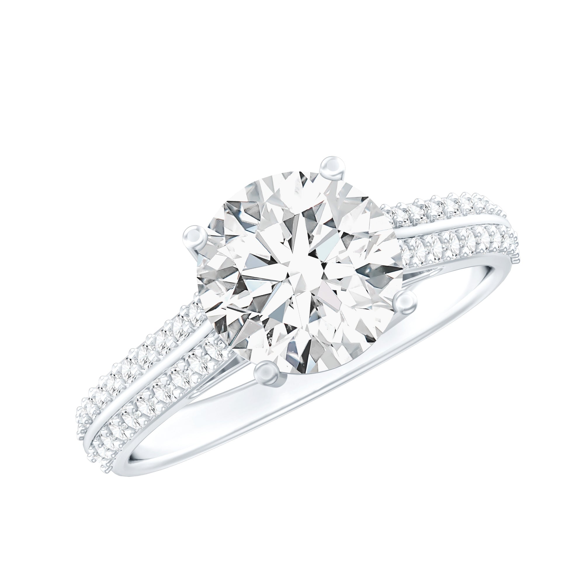 Certified Lab Grown Diamond 8 MM Simple Engagement Ring With Side Stones