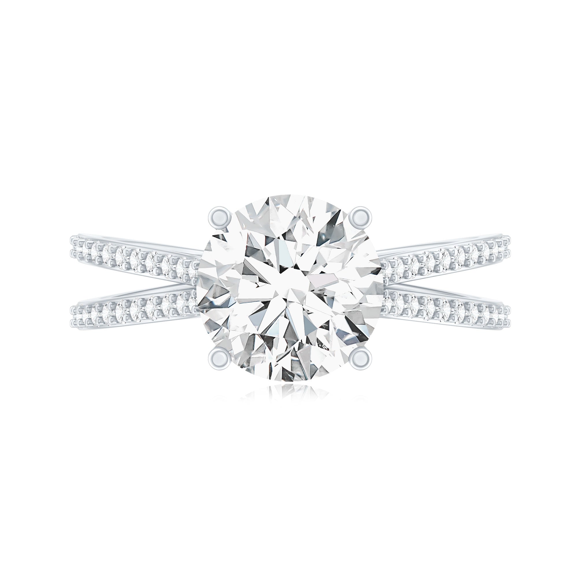 IGI Certified 2 Carat Lab Grown Diamond Split Shank Engagement Ring Lab - ( E-VS1 ) - Rosec Jewels