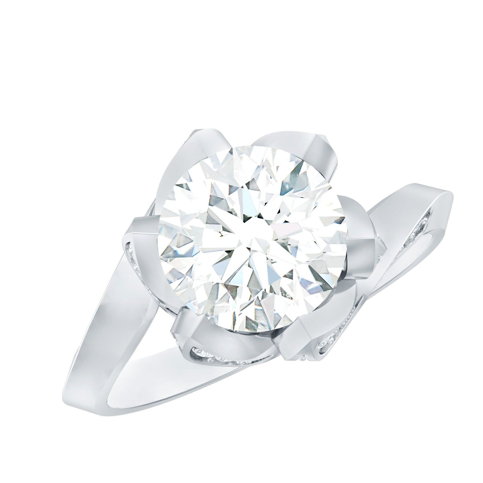 2 Carat Lab Grown Diamond Vintage Floral Engagement Ring