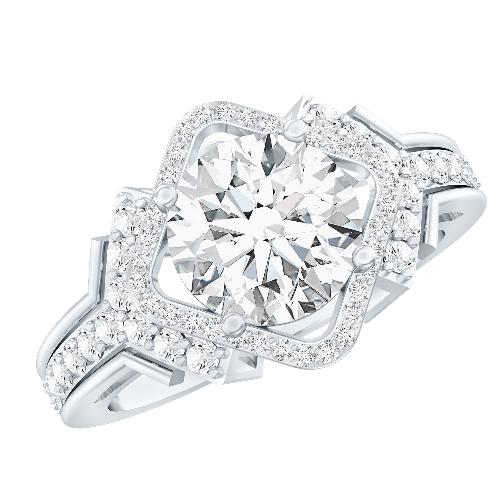 Certified 8 MM Lab Grown Diamond Vintage Style Engagement Ring