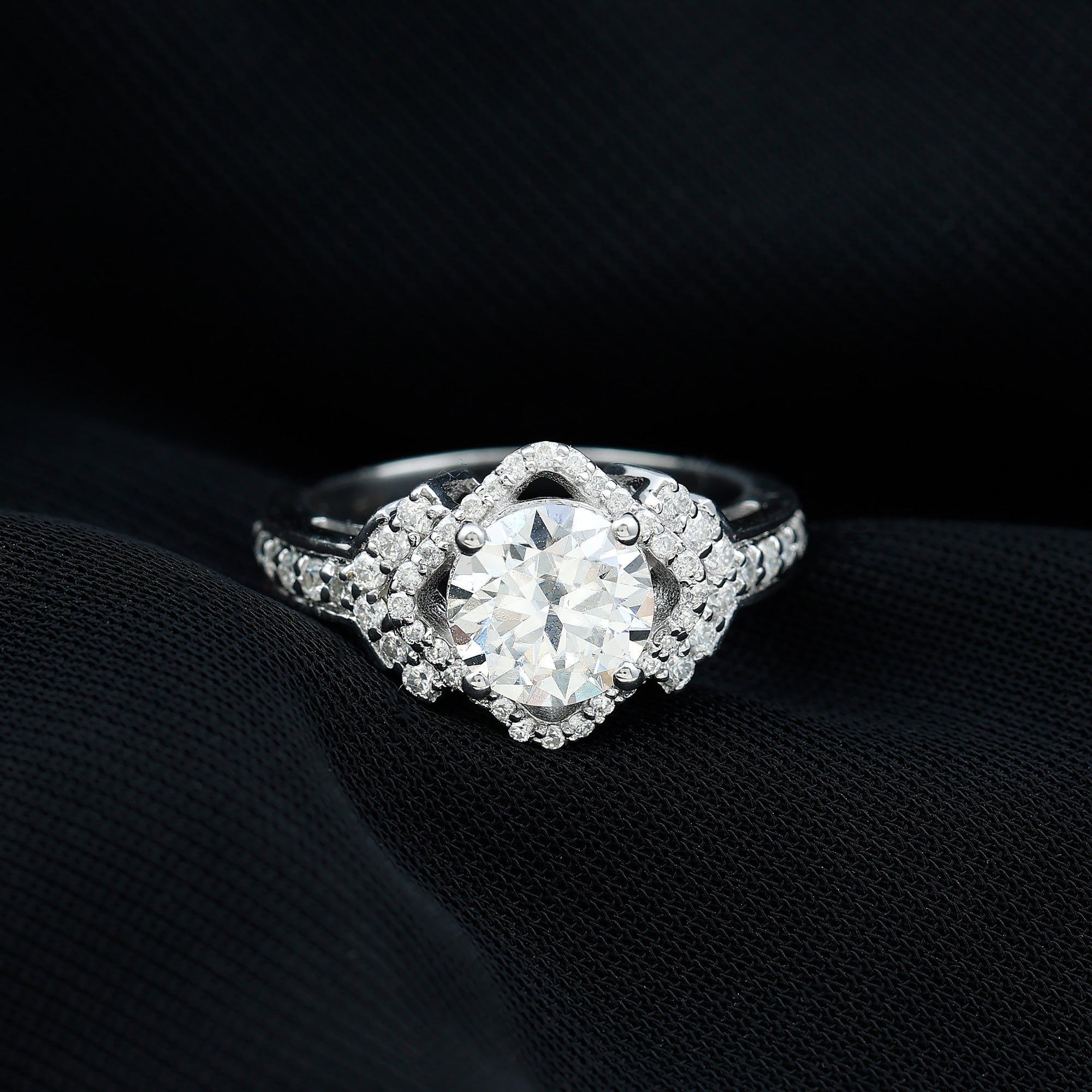 Certified 8 MM Lab Grown Diamond Vintage Style Engagement Ring Lab - ( EF-VS ) - Rosec Jewels