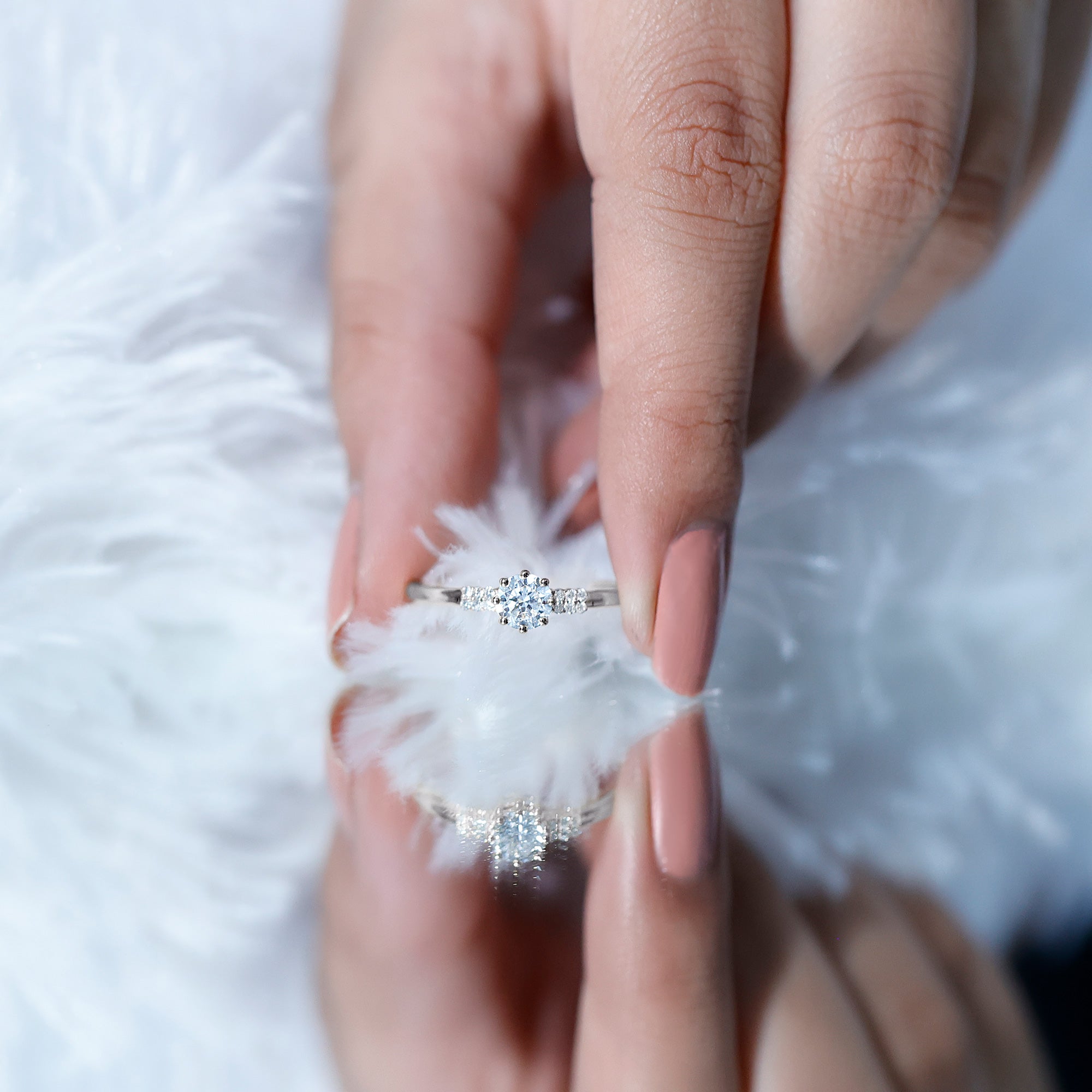 Certified 5 MM Lab Grown Diamond Non Traditional Engagement Ring Lab - ( EF-VS ) - Rosec Jewels