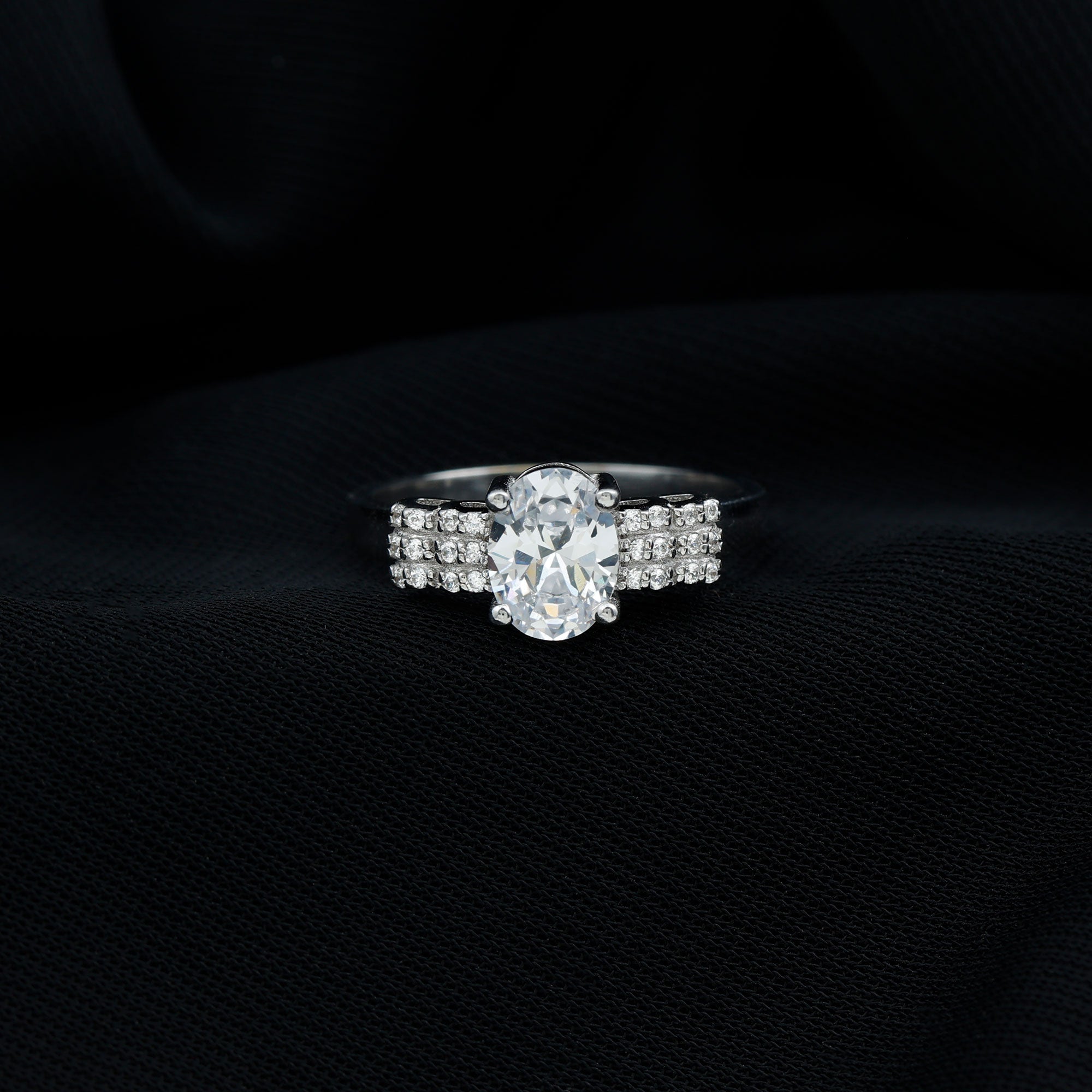 Certified 6X8 MM Oval Lab Grown Diamond Designer Engagement Ring Lab - ( EF-VS ) - Rosec Jewels