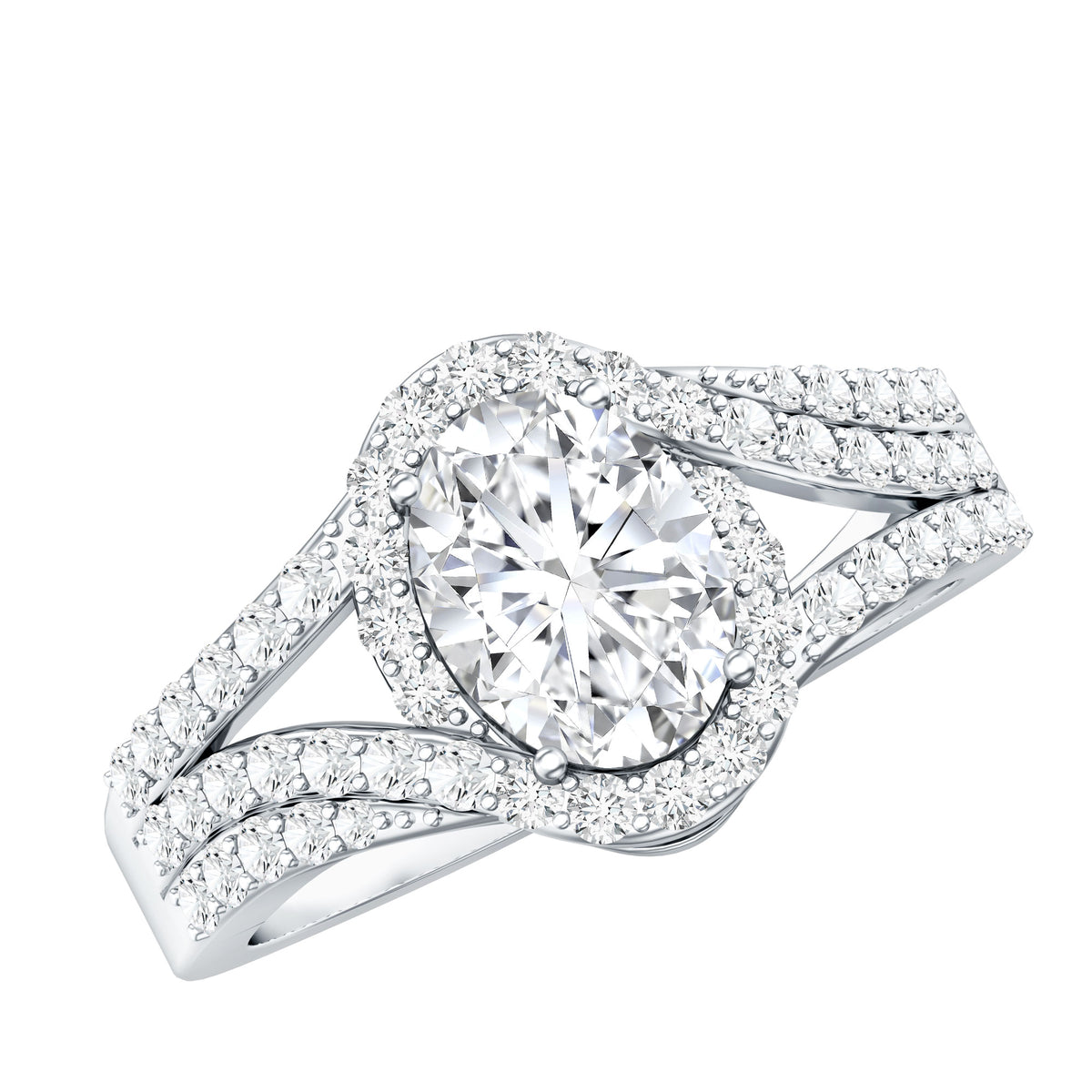 Certified 1.2 Carat Oval Lab Grown Diamond Split Shank Engagement Ring Lab - ( EF-VS ) - Rosec Jewels