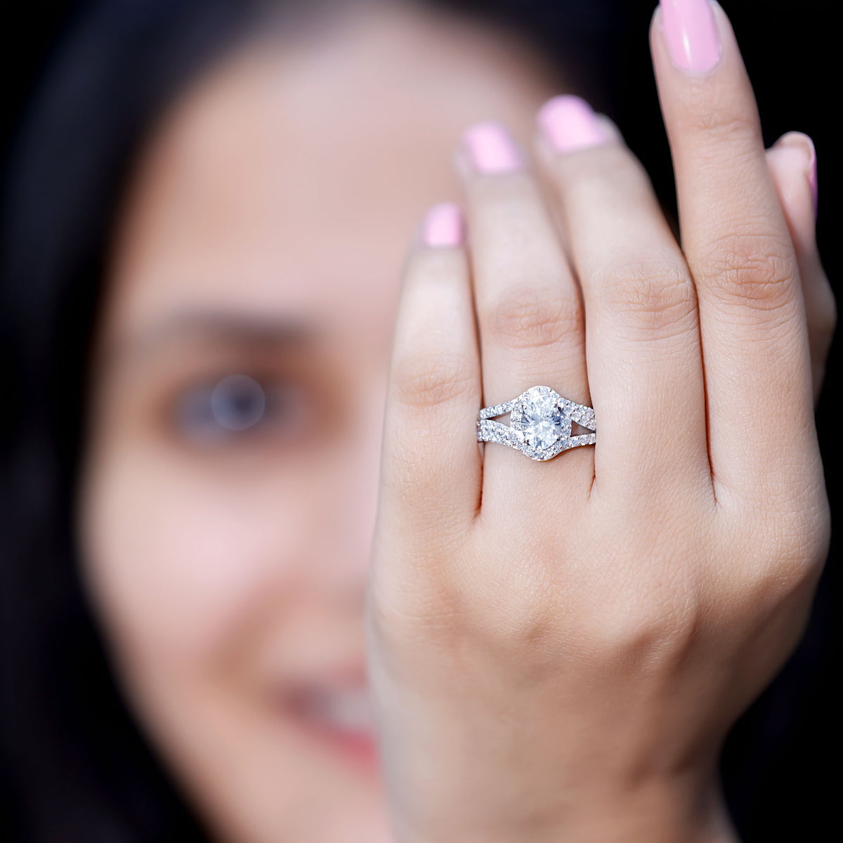 Certified 1.2 Carat Oval Lab Grown Diamond Split Shank Engagement Ring Lab - ( EF-VS ) - Rosec Jewels