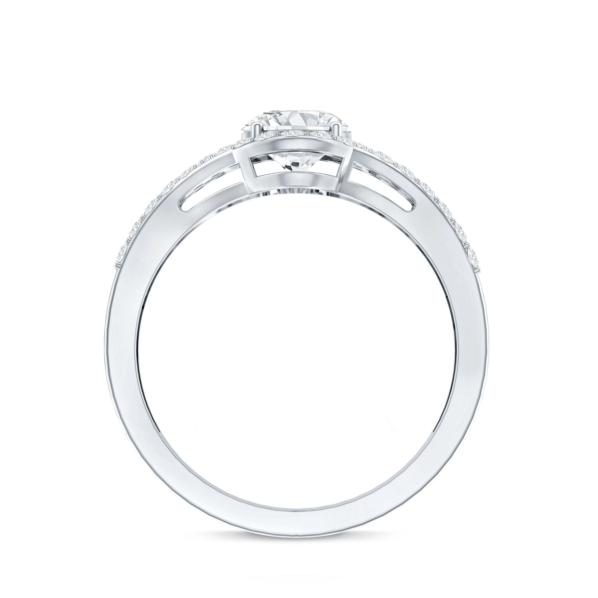 Certified 6X8 MM Oval Lab Grown Diamond Split Shank Engagement Ring Lab - ( EF-VS ) - Rosec Jewels