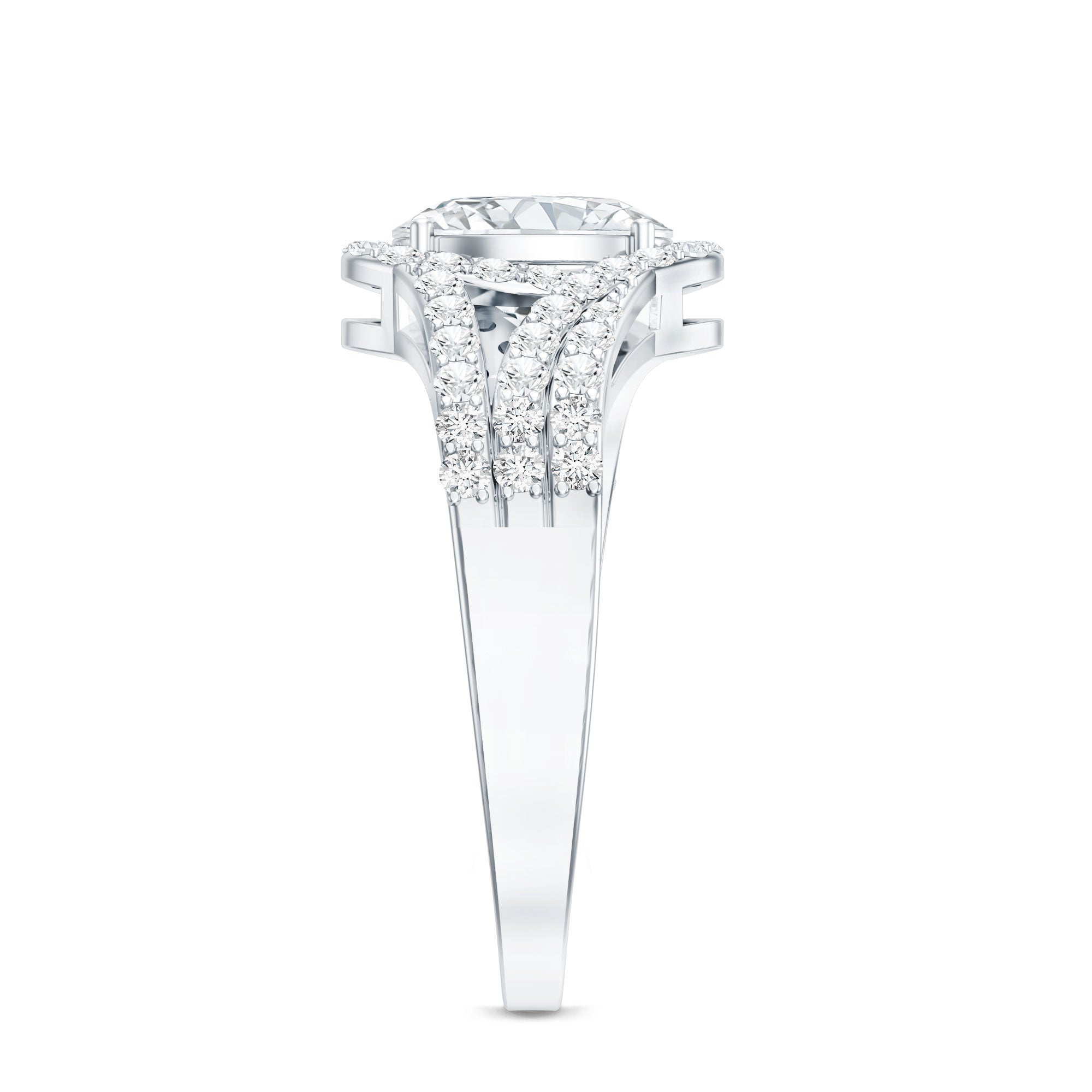 Certified 6X8 MM Oval Lab Grown Diamond Split Shank Engagement Ring Lab - ( EF-VS ) - Rosec Jewels