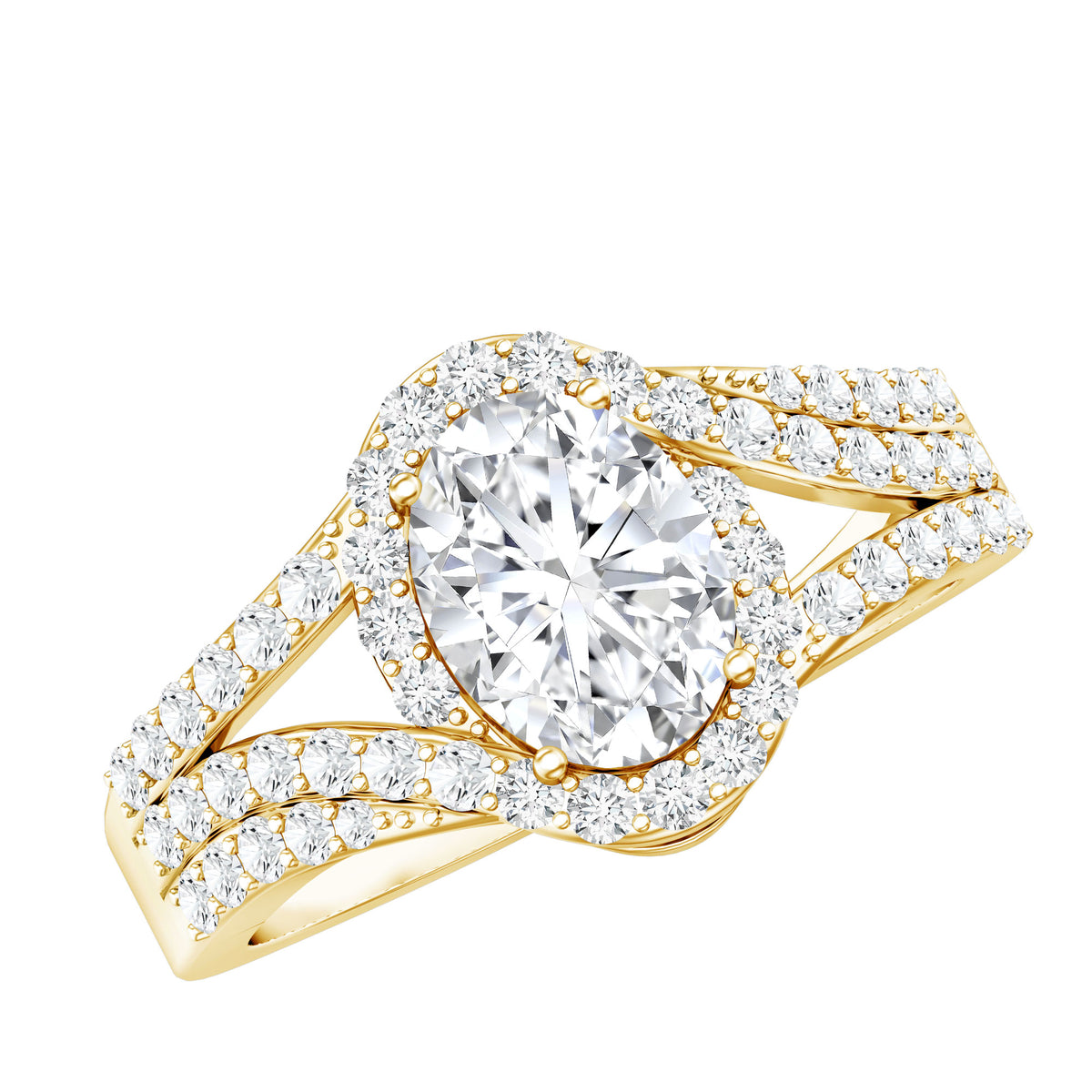 Certified 1.2 Carat Oval Lab Grown Diamond Split Shank Engagement Ring Lab - ( EF-VS ) - Rosec Jewels