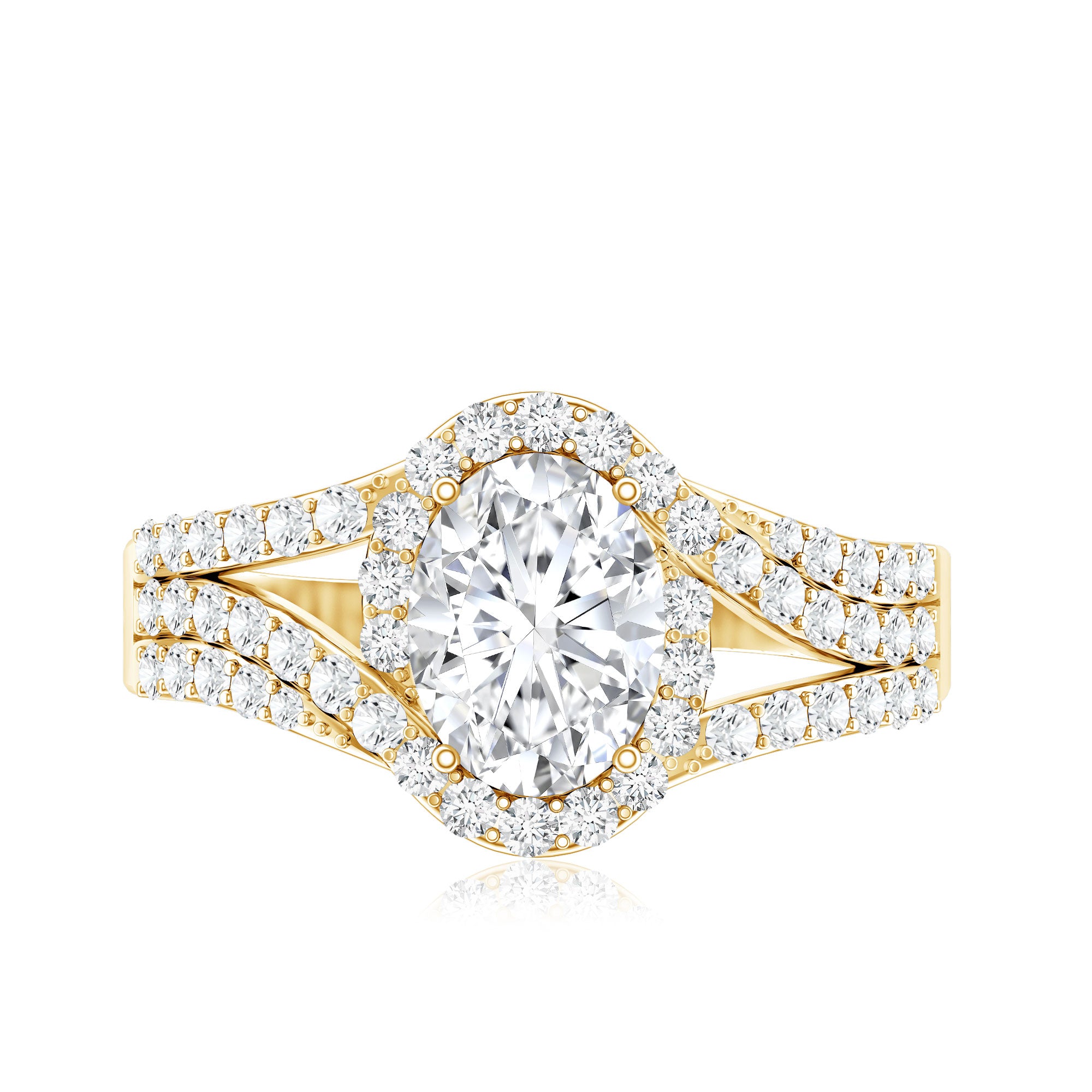 Certified 6X8 MM Oval Lab Grown Diamond Split Shank Engagement Ring Lab - ( EF-VS ) - Rosec Jewels