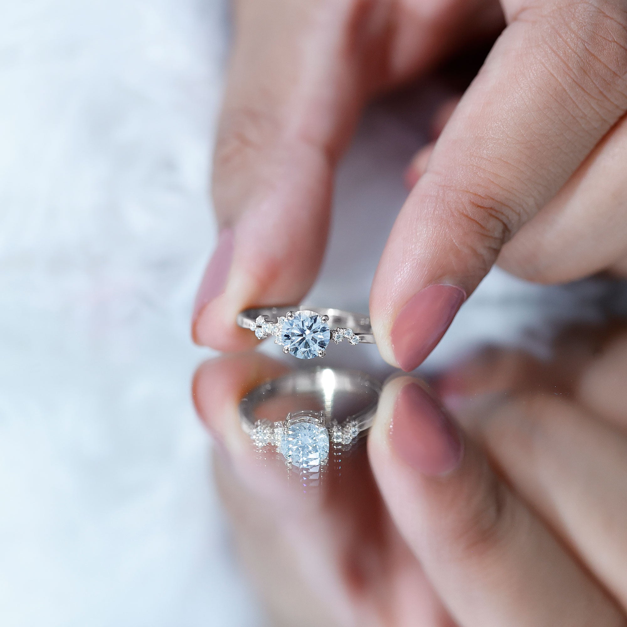 6 MM Lab Grown Diamond Solitaire Engagement Ring Lab - ( EF-VS ) - Rosec Jewels