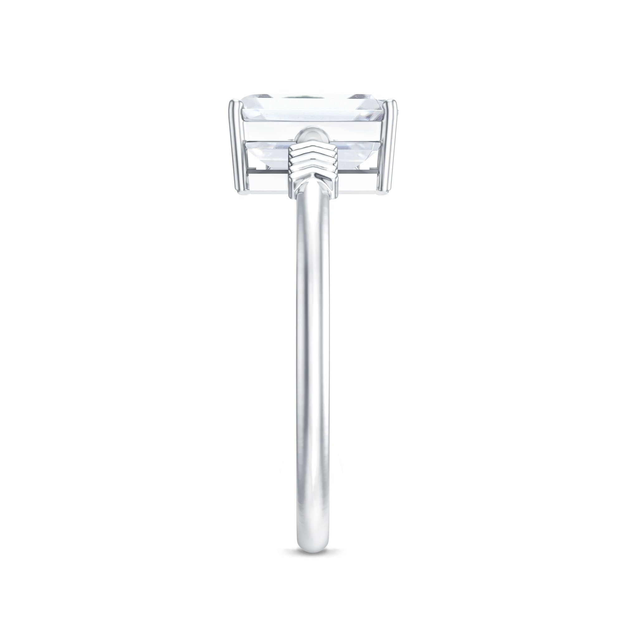 Lab Grown Diamond Emerald Cut Designer Engagement Ring Lab - ( EF-VS ) - Rosec Jewels