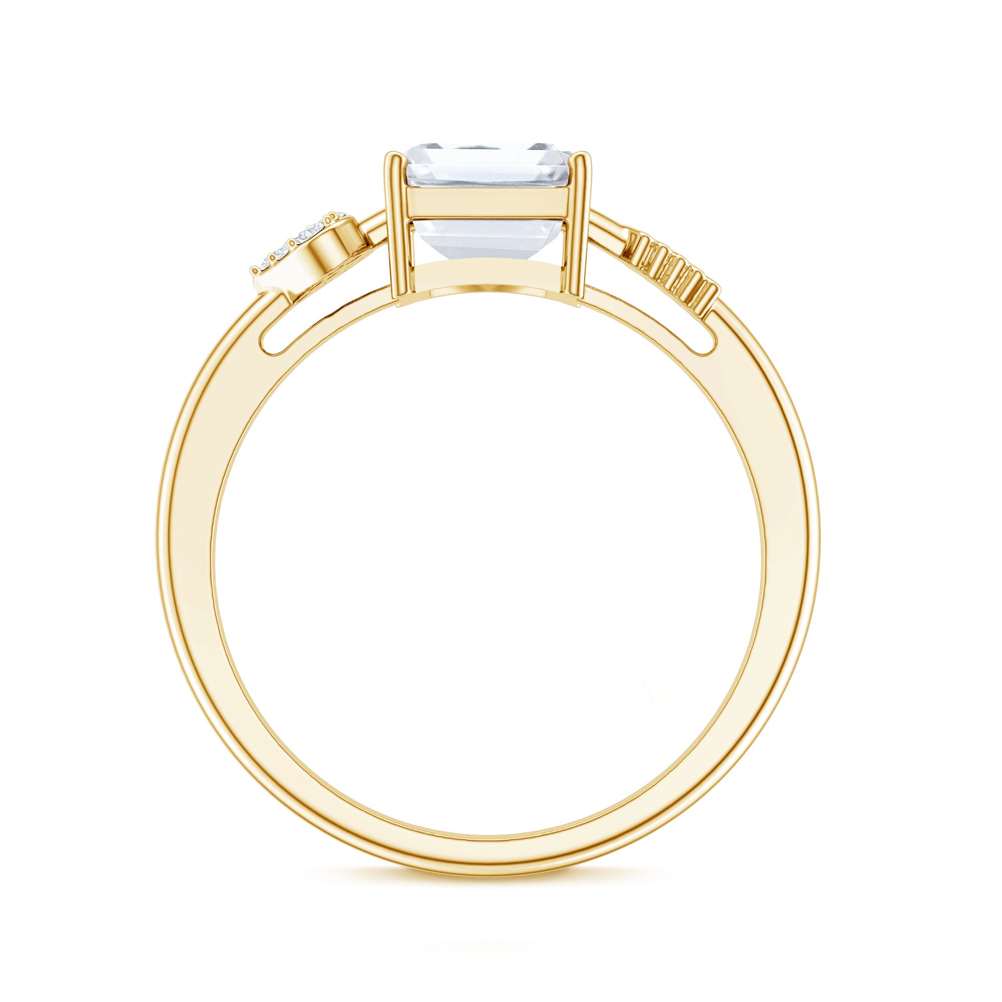 Lab Grown Diamond Emerald Cut Designer Engagement Ring Lab - ( EF-VS ) - Rosec Jewels