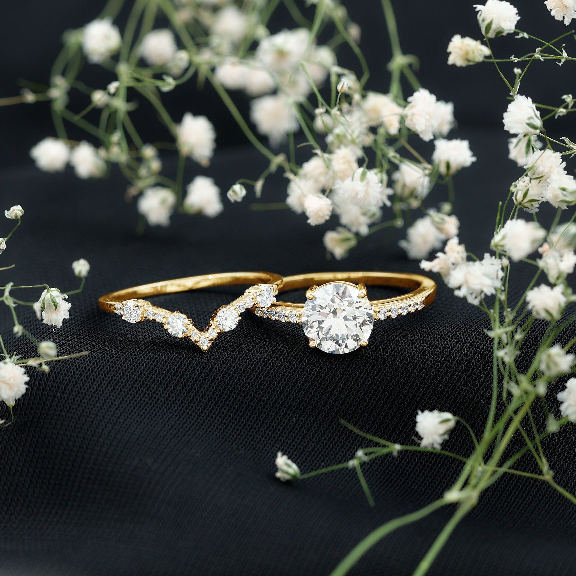 Certified Lab Grown Diamond Bridal Ring Set For Women Lab - ( EF-VS ) - Rosec Jewels