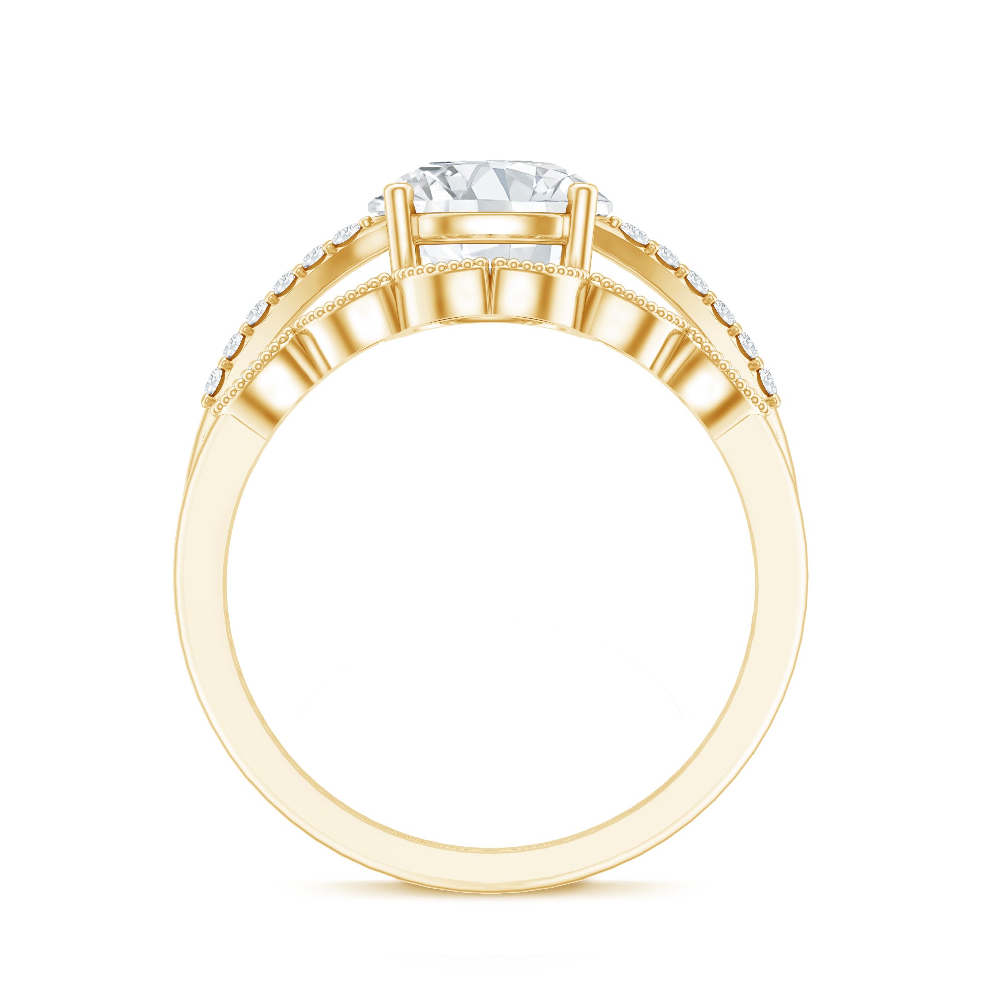 Rosec Jewels-Certified Lab Grown Diamond Engagement Ring With Ring Guard