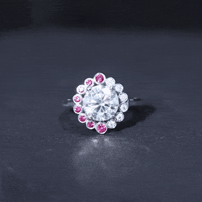 IGI Certified Lab 2 Carat Diamond Ruby Halo Engagement Ring For Women Lab - ( E-VS1 ) - Rosec Jewels