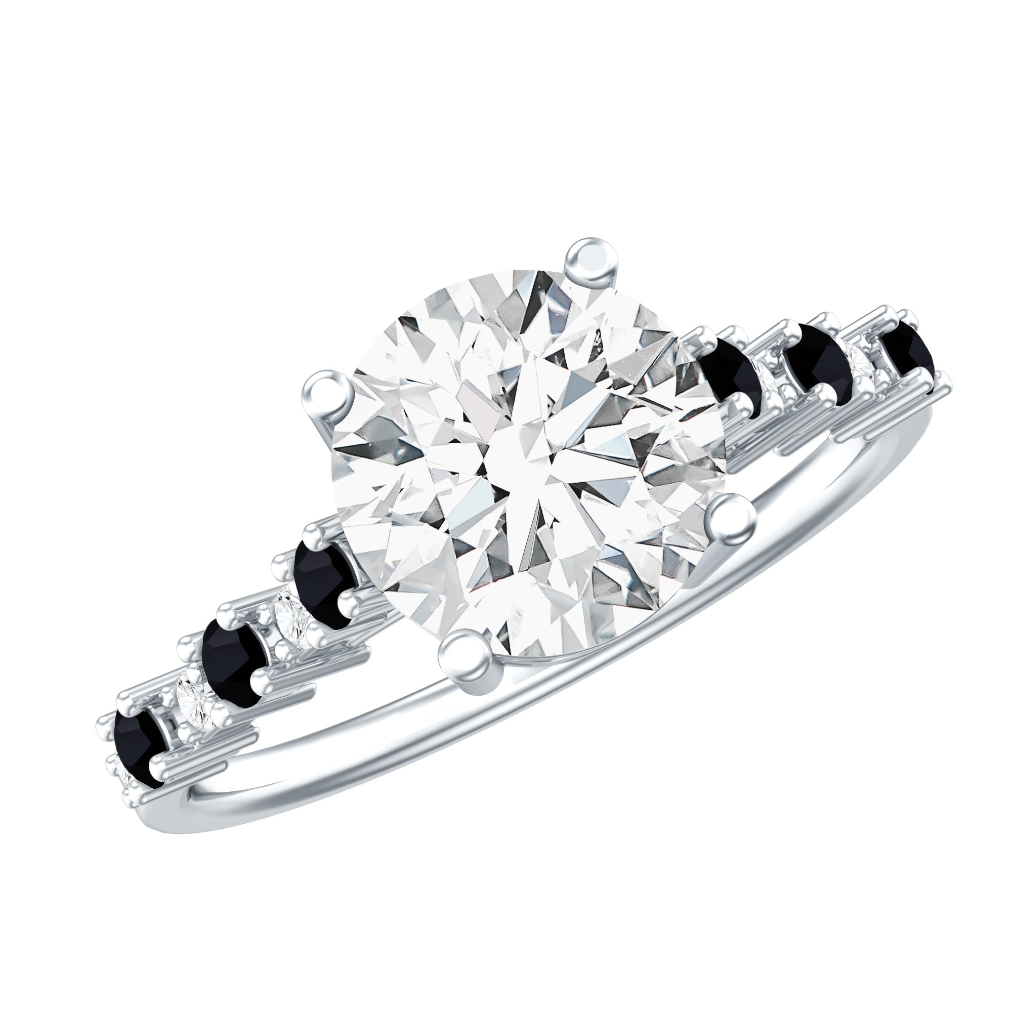 Lab Grown Diamond Designer Engagement Ring with Black Diamond