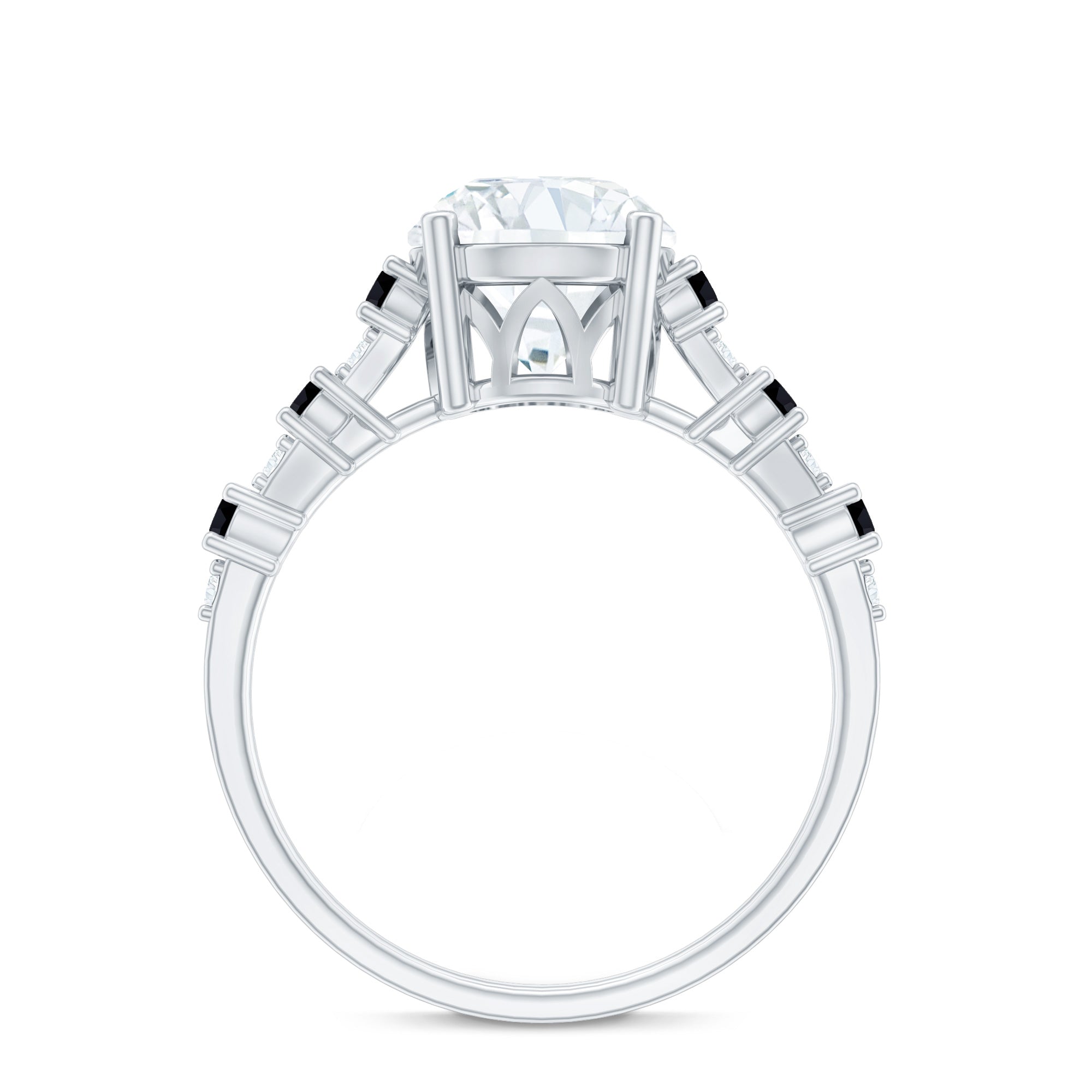 Lab Grown Diamond Designer Engagement Ring with Black Diamond Lab - ( EF-VS ) - Rosec Jewels
