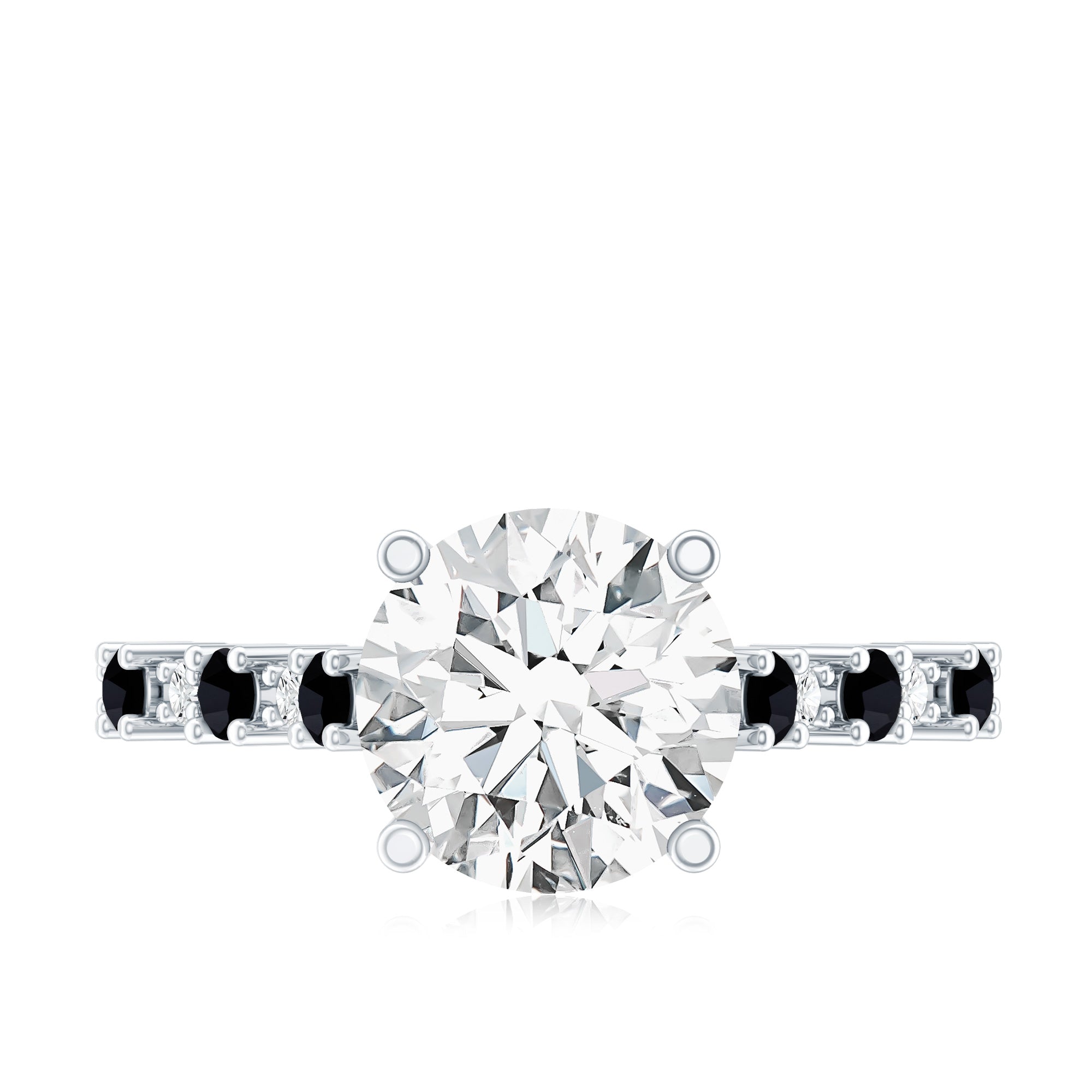Lab Grown Diamond Designer Engagement Ring with Black Diamond Lab - ( EF-VS ) - Rosec Jewels