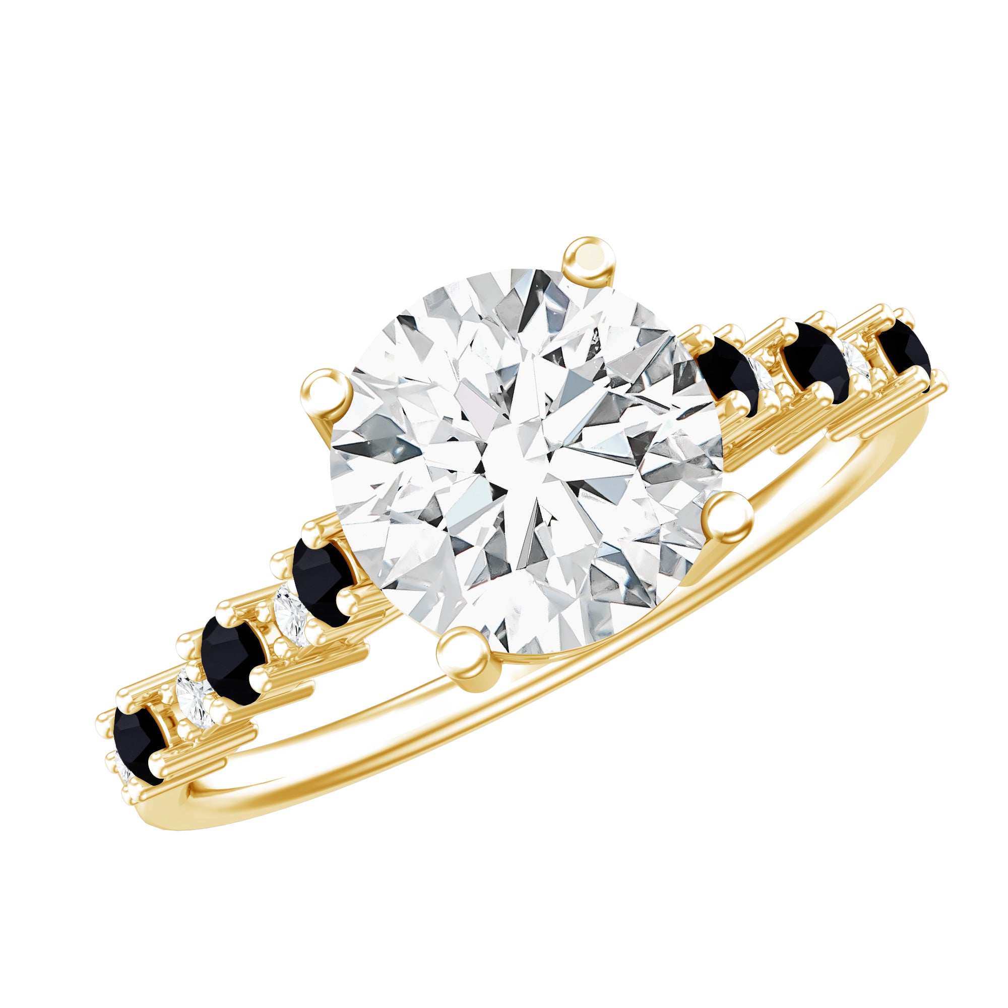 Lab Grown Diamond Designer Engagement Ring with Black Diamond Lab - ( EF-VS ) - Rosec Jewels