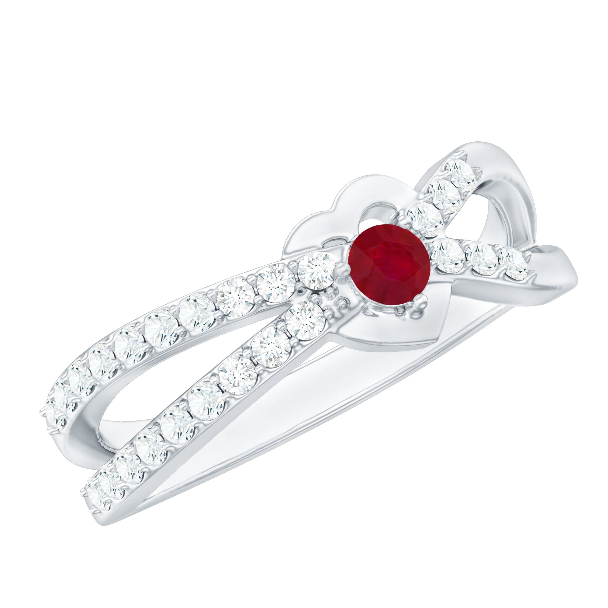 Certified Lab Grown Diamond Ruby Heart Promise Ring