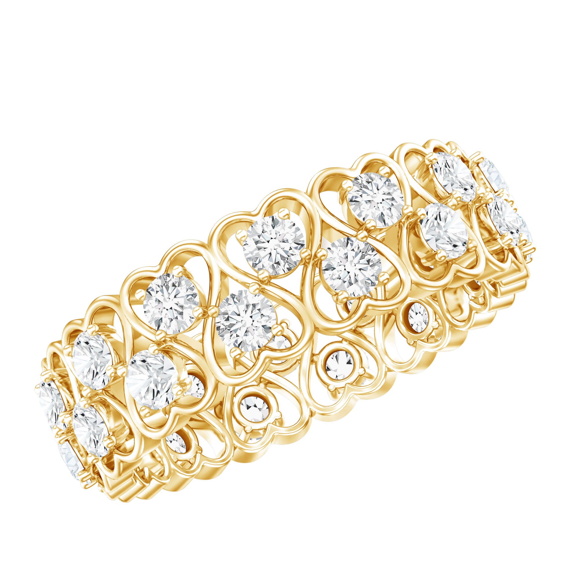 Certified Lab Grown Diamond Heart Eternity Band Ring Lab - ( EF-VS ) - Rosec Jewels