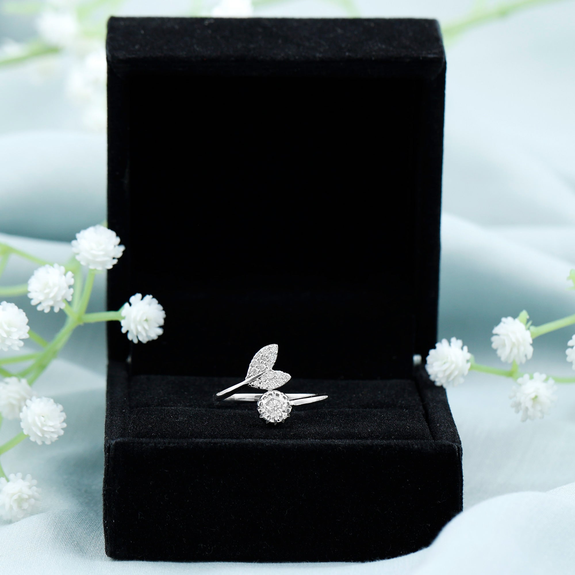 Certified 5 MM Round Lab Grown Diamond Tail Cuff Ring Lab - ( EF-VS ) - Rosec Jewels