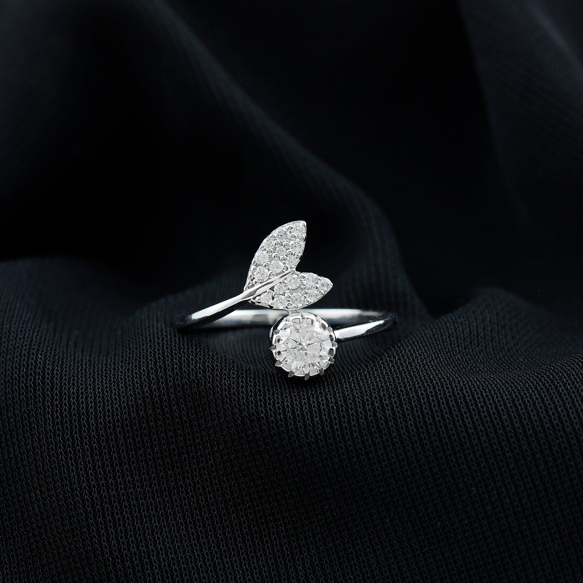 Certified 5 MM Round Lab Grown Diamond Tail Cuff Ring Lab - ( EF-VS ) - Rosec Jewels