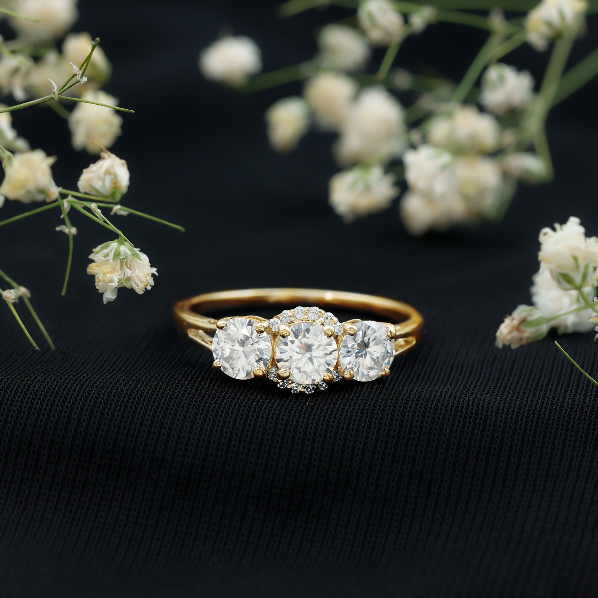 Certified Lab Grown Diamond Past Present Future Engagement Ring Lab - ( EF-VS ) - Rosec Jewels