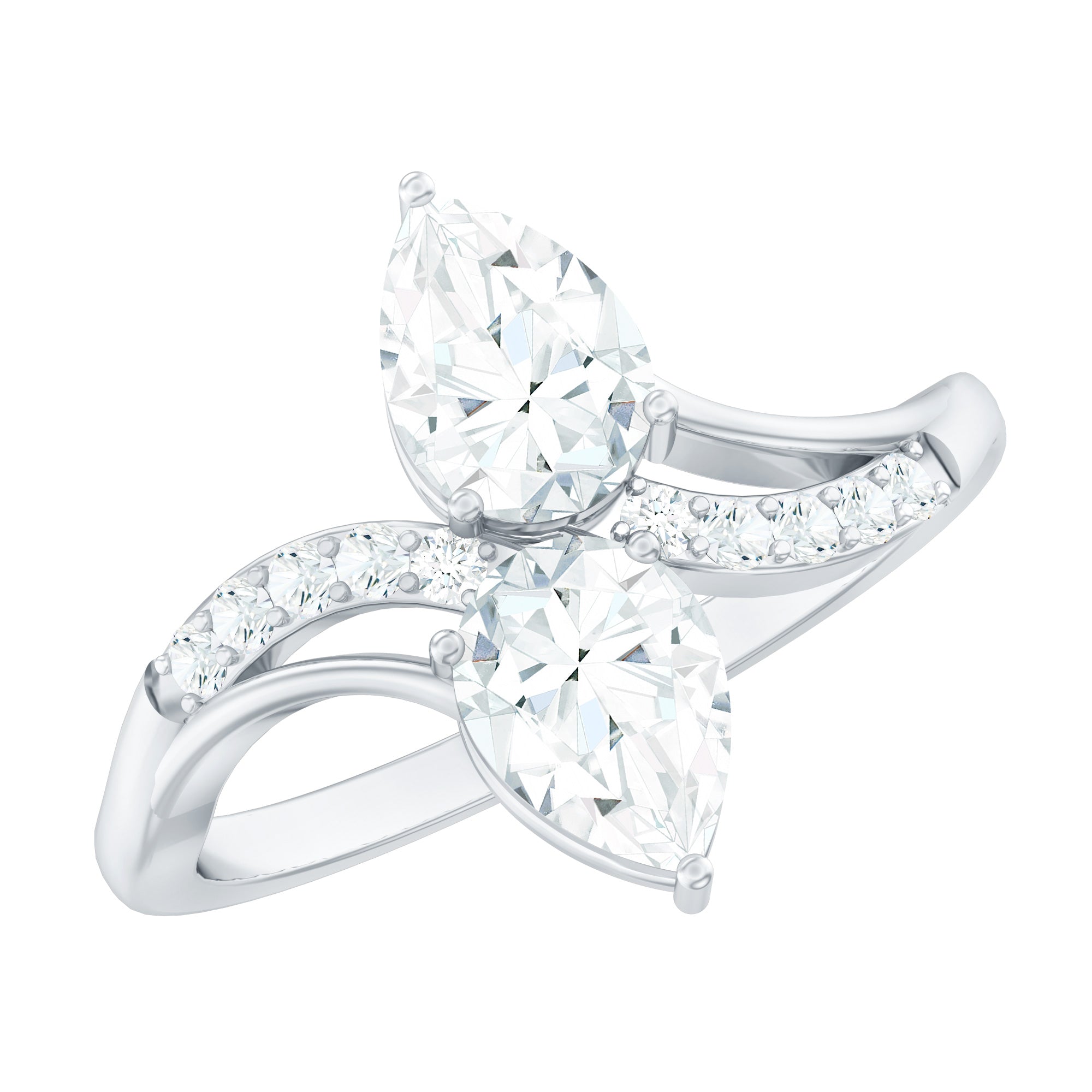 Certified Lab Grown Diamond 2 Stone Engagement Ring For Women