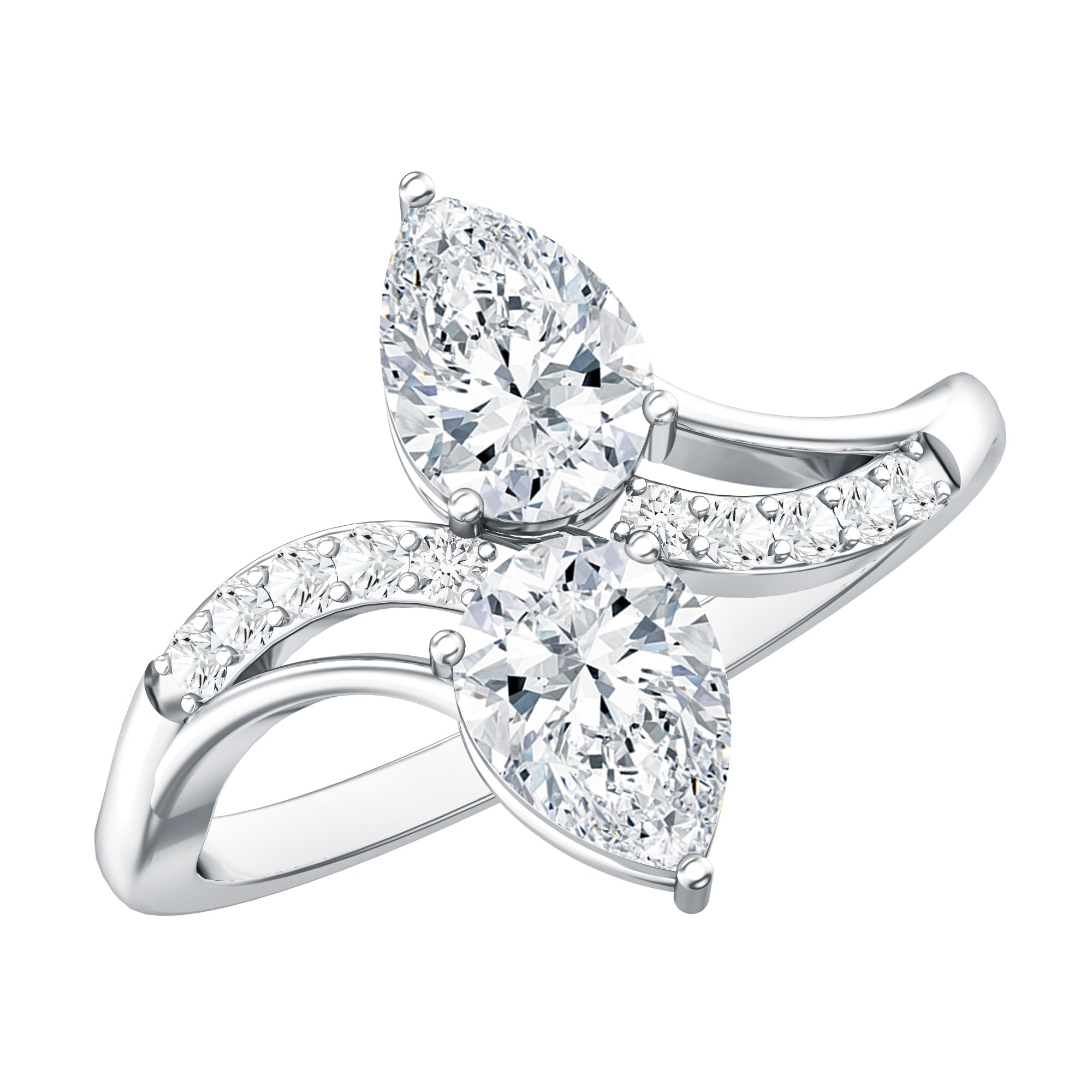 Certified Lab Grown Diamond 2 Stone Engagement Ring For Women Lab - ( EF-VS ) - Rosec Jewels