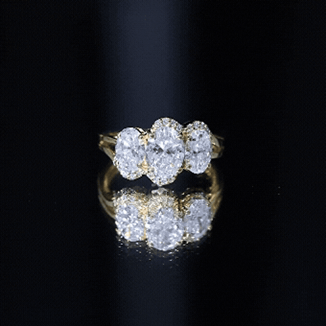 Certified Oval Lab Grown Diamond Three Stone Engagement Ring Lab - ( EF-VS ) - Rosec Jewels