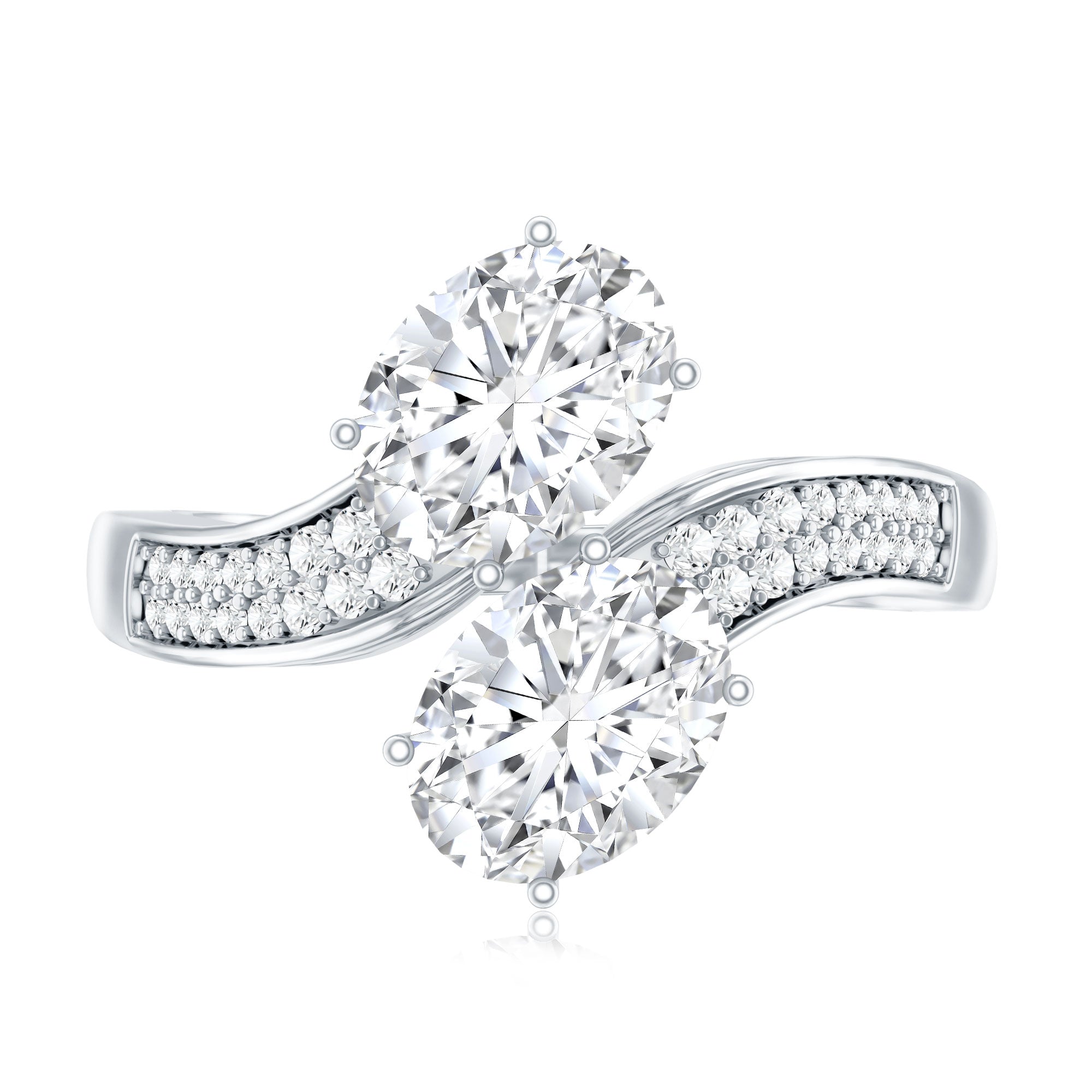 Certified Lab Grown Diamond Designer 2 Stone Engagement Ring Lab - ( EF-VS ) - Rosec Jewels