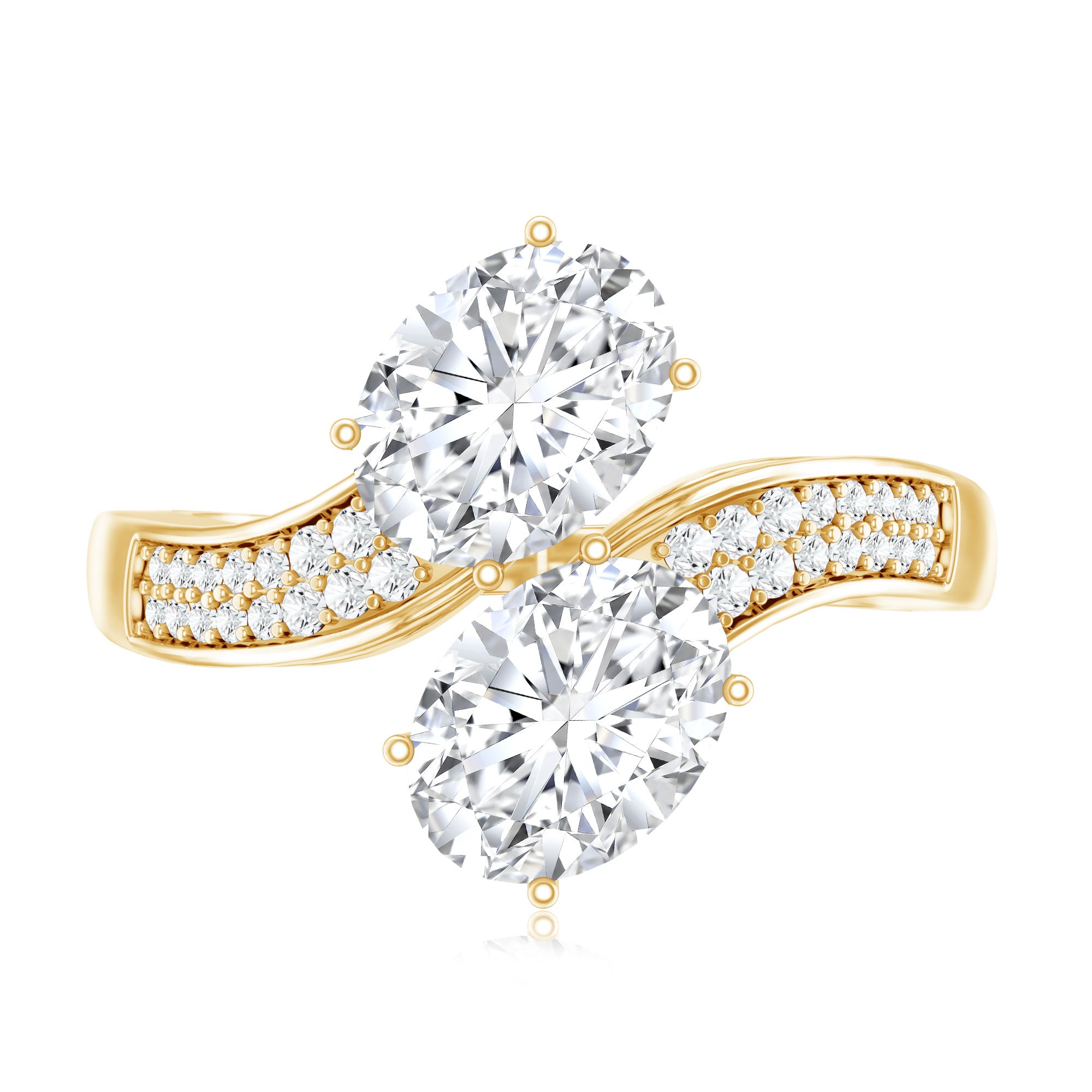 Certified Lab Grown Diamond Designer 2 Stone Engagement Ring Lab - ( EF-VS ) - Rosec Jewels