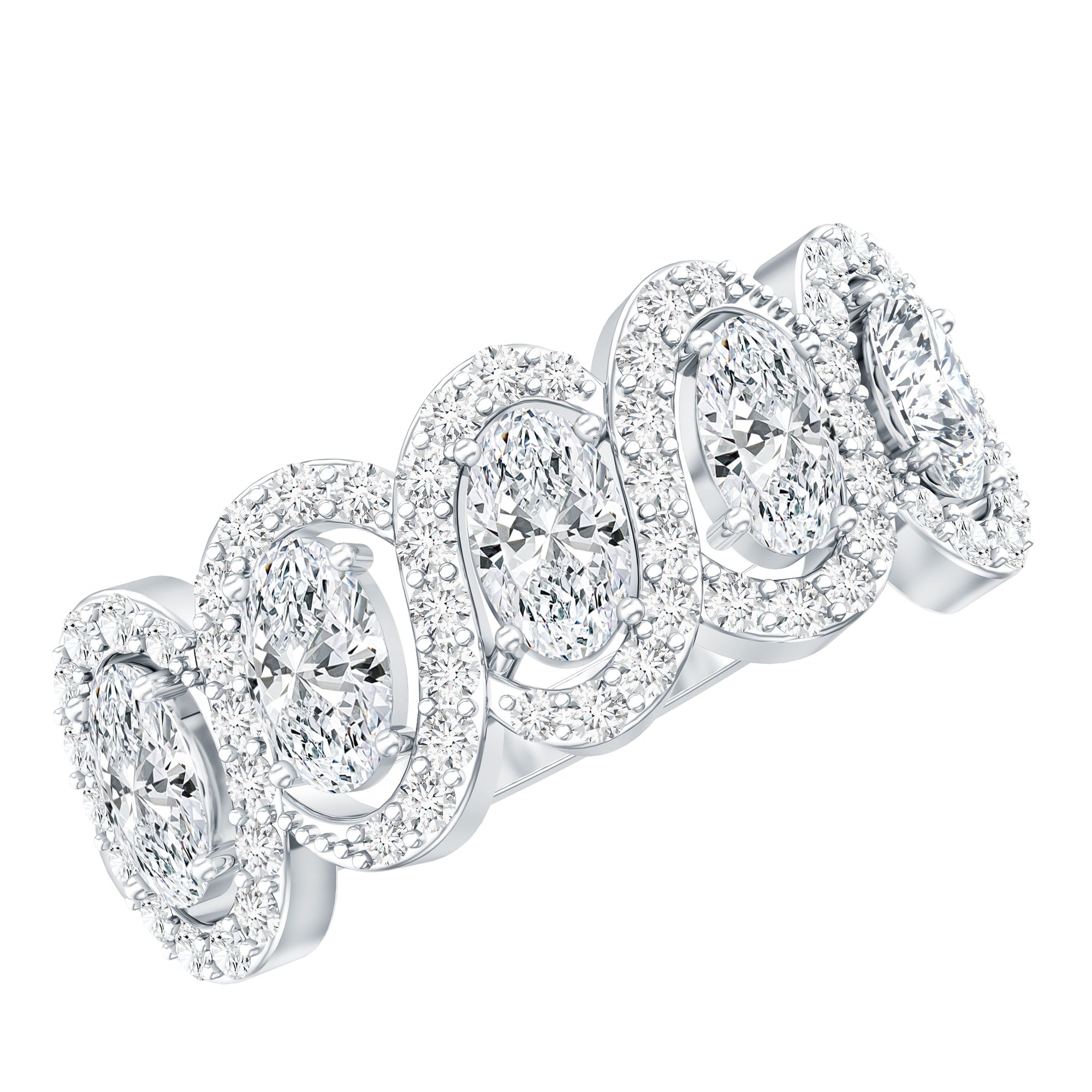 Certified Oval Lab Grown Diamond Designer Eternity Ring