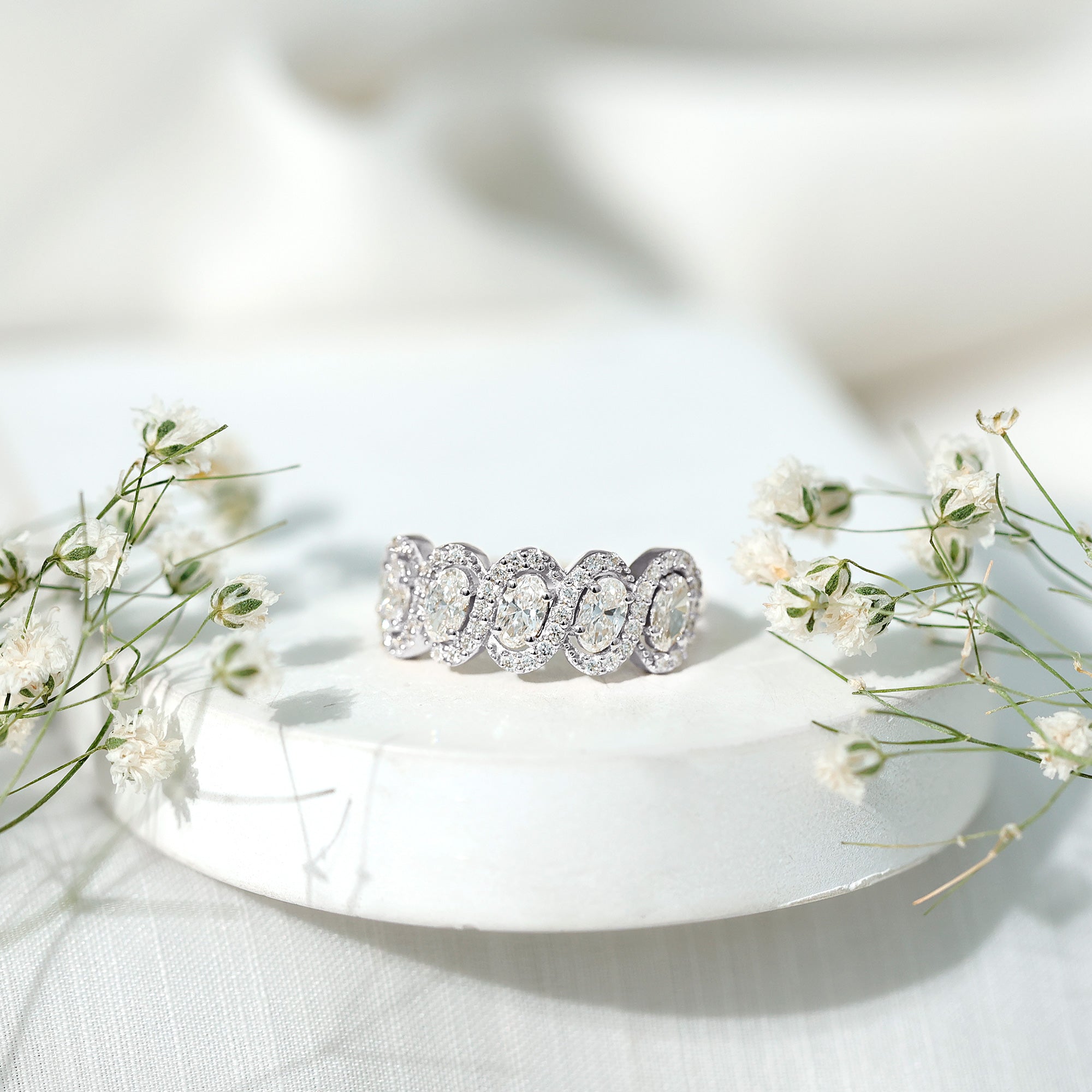 Certified Oval Lab Grown Diamond Designer Eternity Ring Lab - ( EF-VS ) - Rosec Jewels