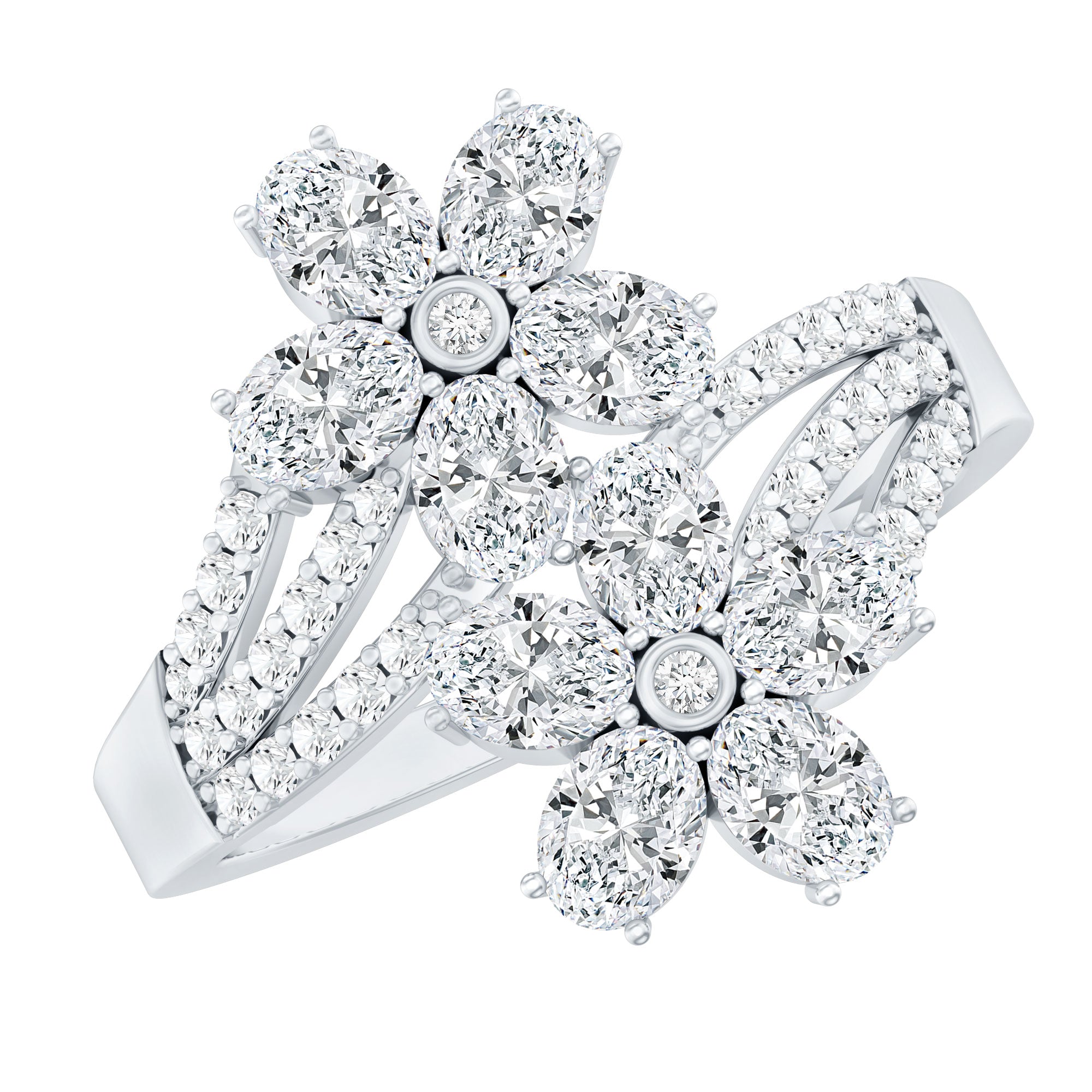 Certified Lab Grown Diamond Flower Engagement Ring For Women