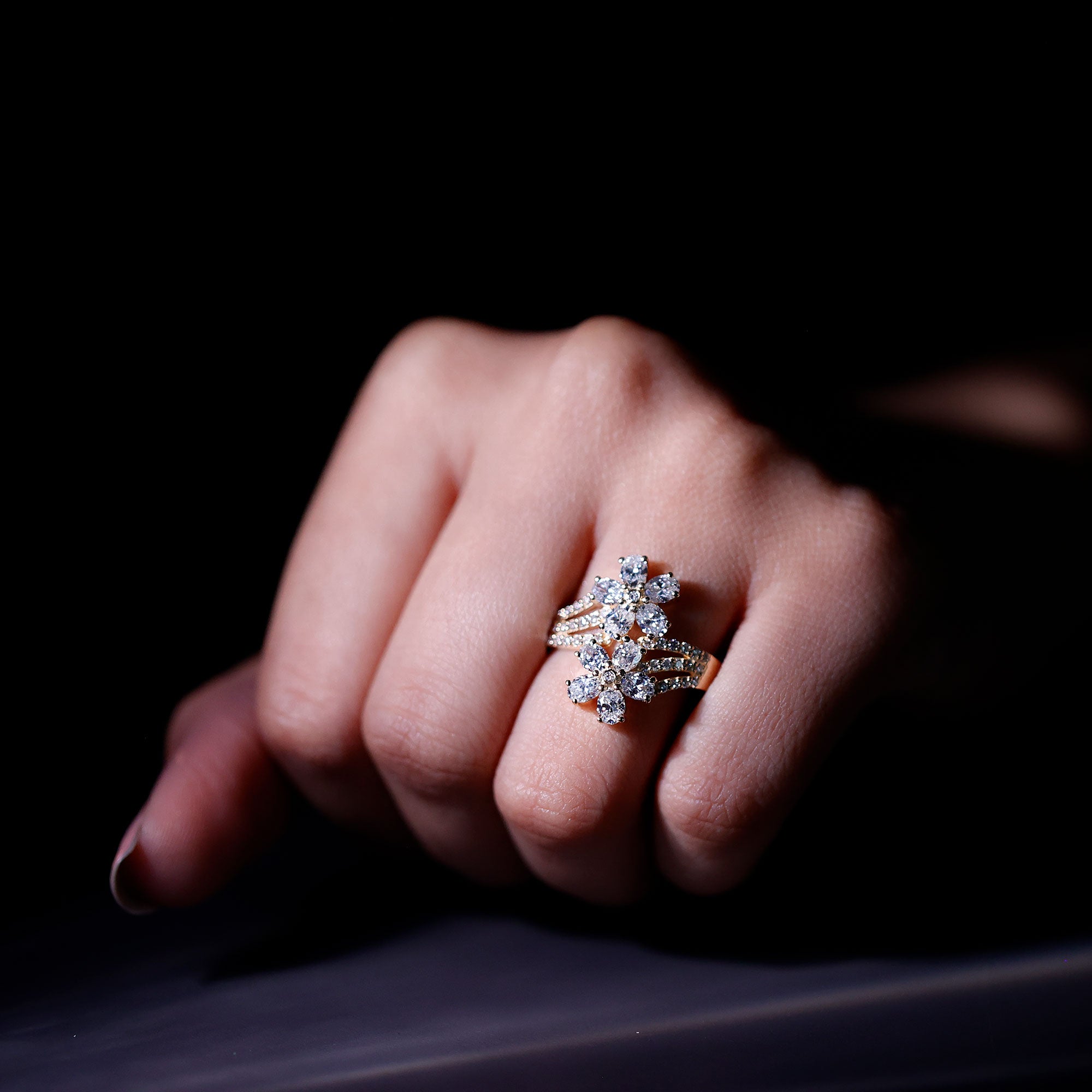 Certified Lab Grown Diamond Flower Engagement Ring For Women Lab - ( EF-VS ) - Rosec Jewels