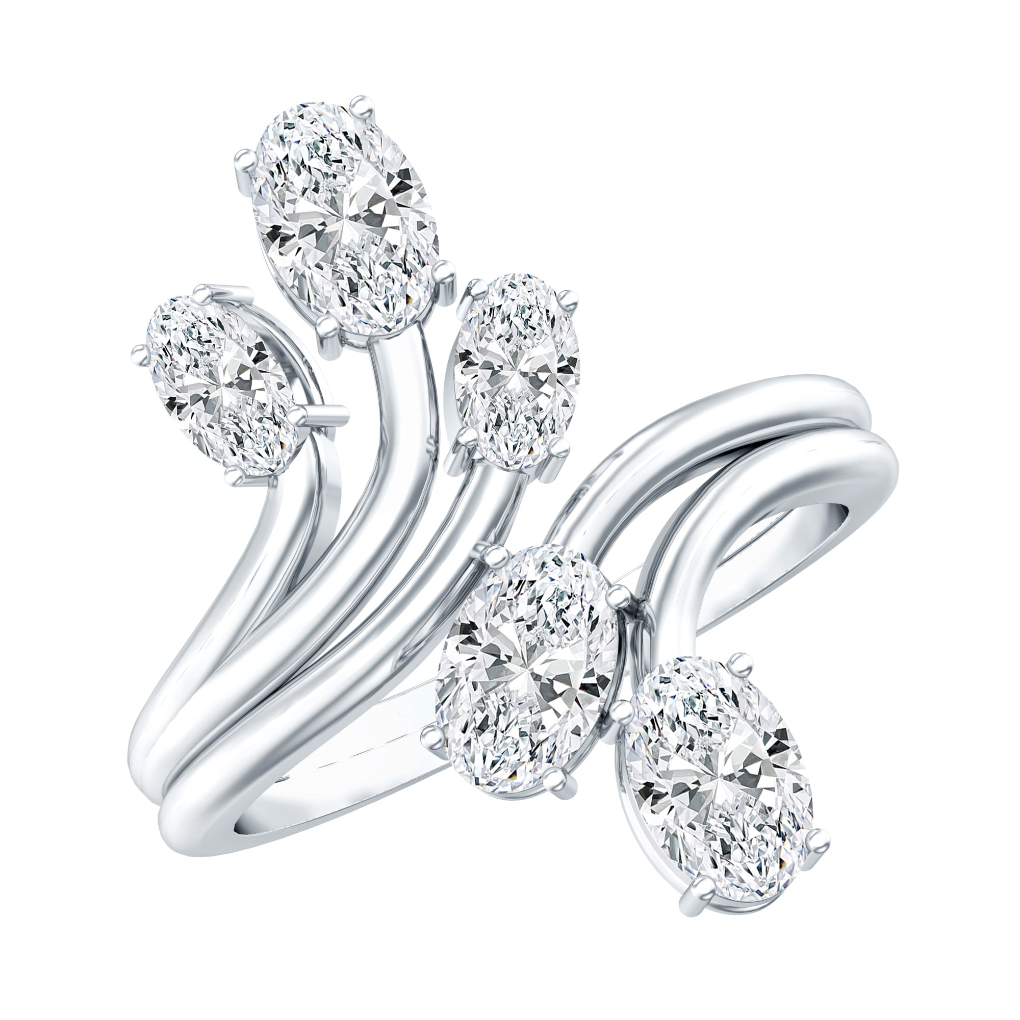 Certified Oval Lab Grown Diamond Designer Cocktail Ring