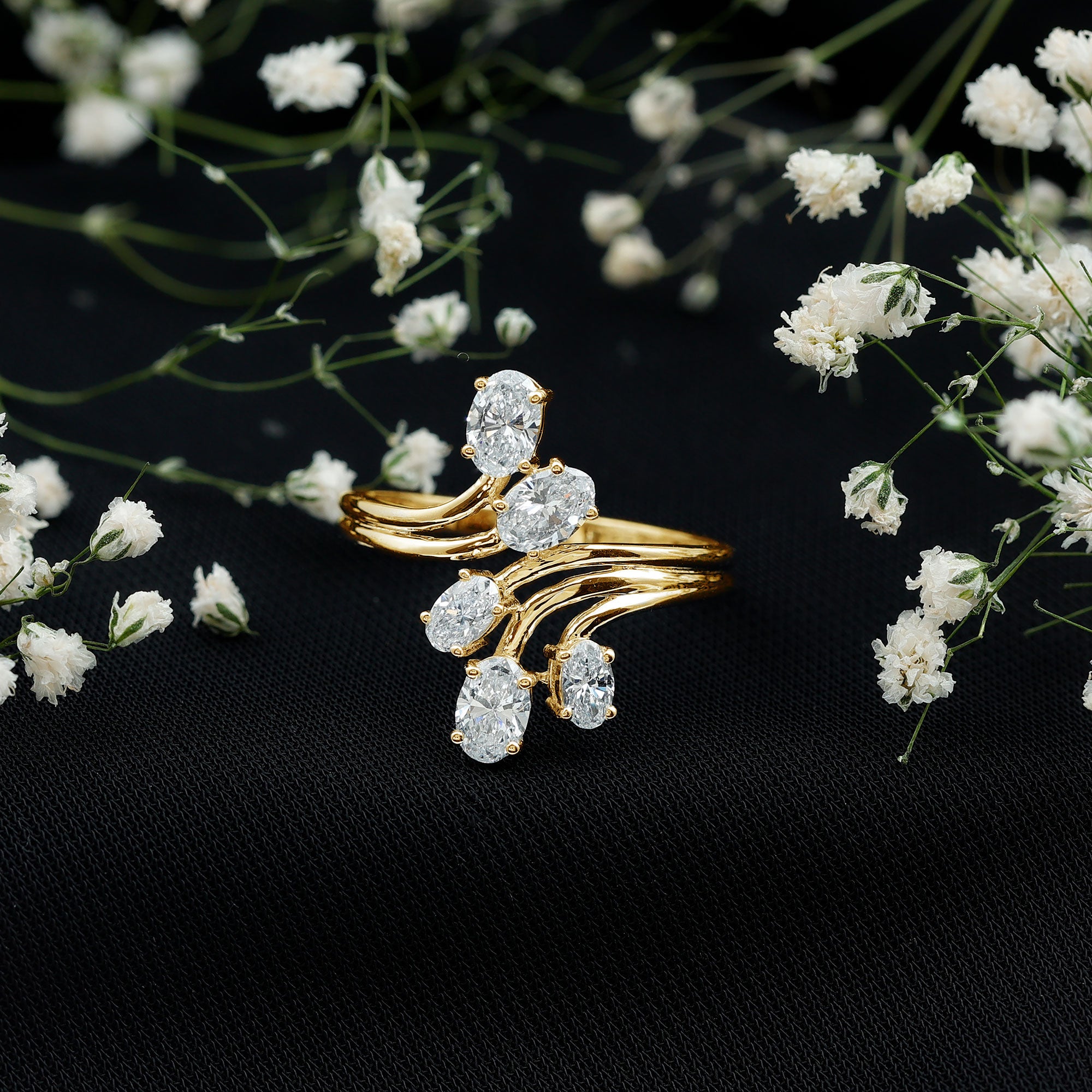 Certified Oval Lab Grown Diamond Designer Cocktail Ring Lab - ( EF-VS ) - Rosec Jewels