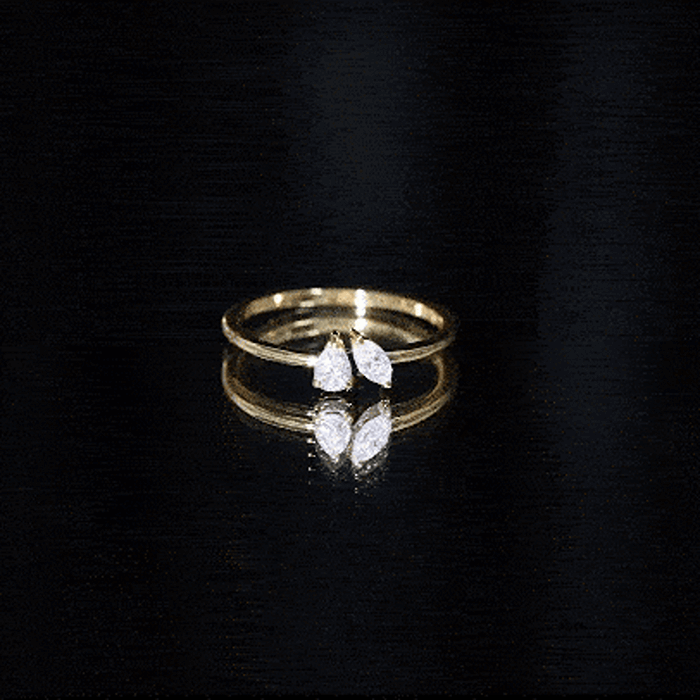 Certified Lab Grown Diamond Two Stone Promise Ring Lab - ( EF-VS ) - Rosec Jewels