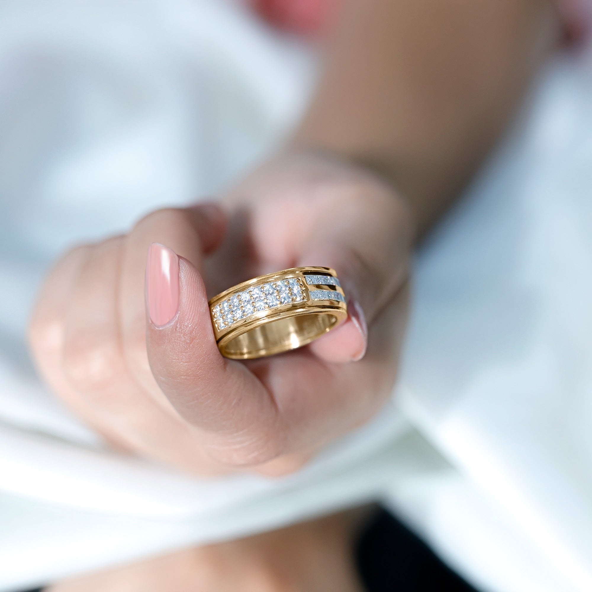 Certified Lab Grown Diamond Wide Wedding Band Ring Lab - ( EF-VS ) - Rosec Jewels