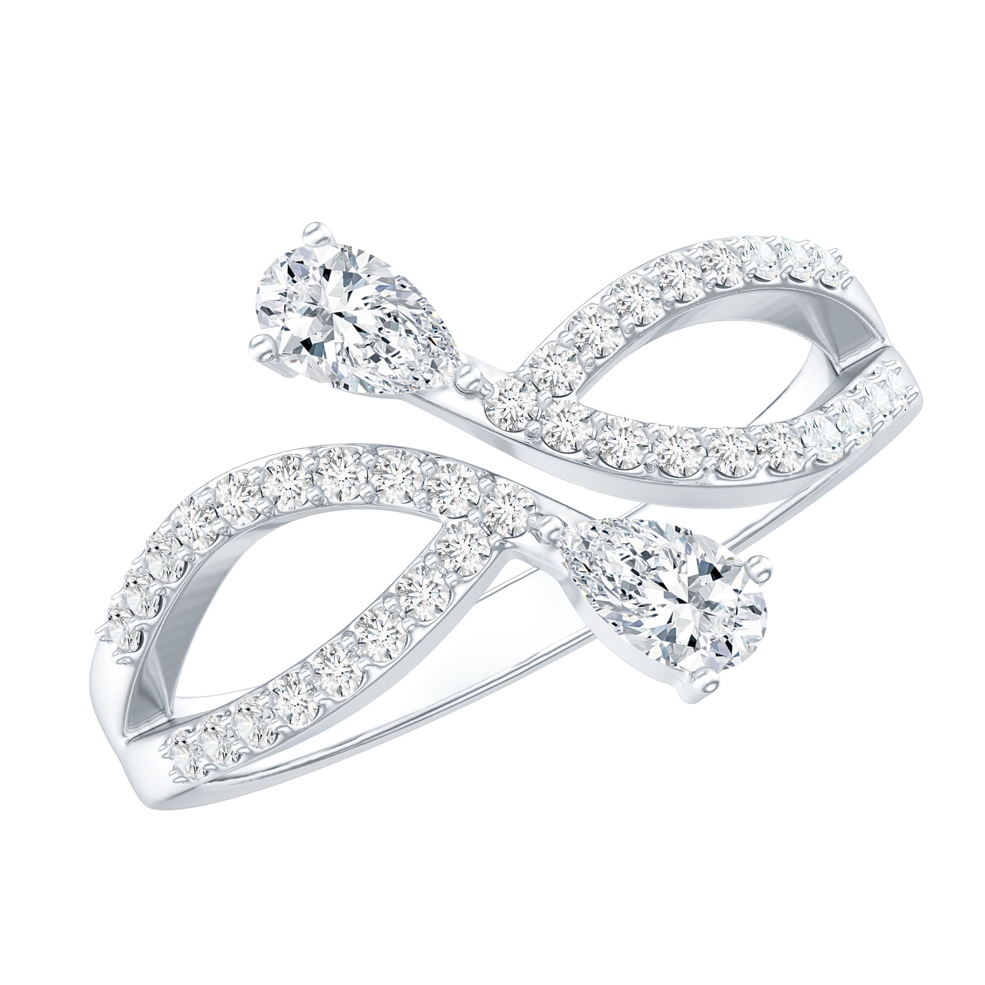 Certified Lab Grown Diamond 2 Stone Infinity Wedding Band Lab - ( EF-VS ) - Rosec Jewels