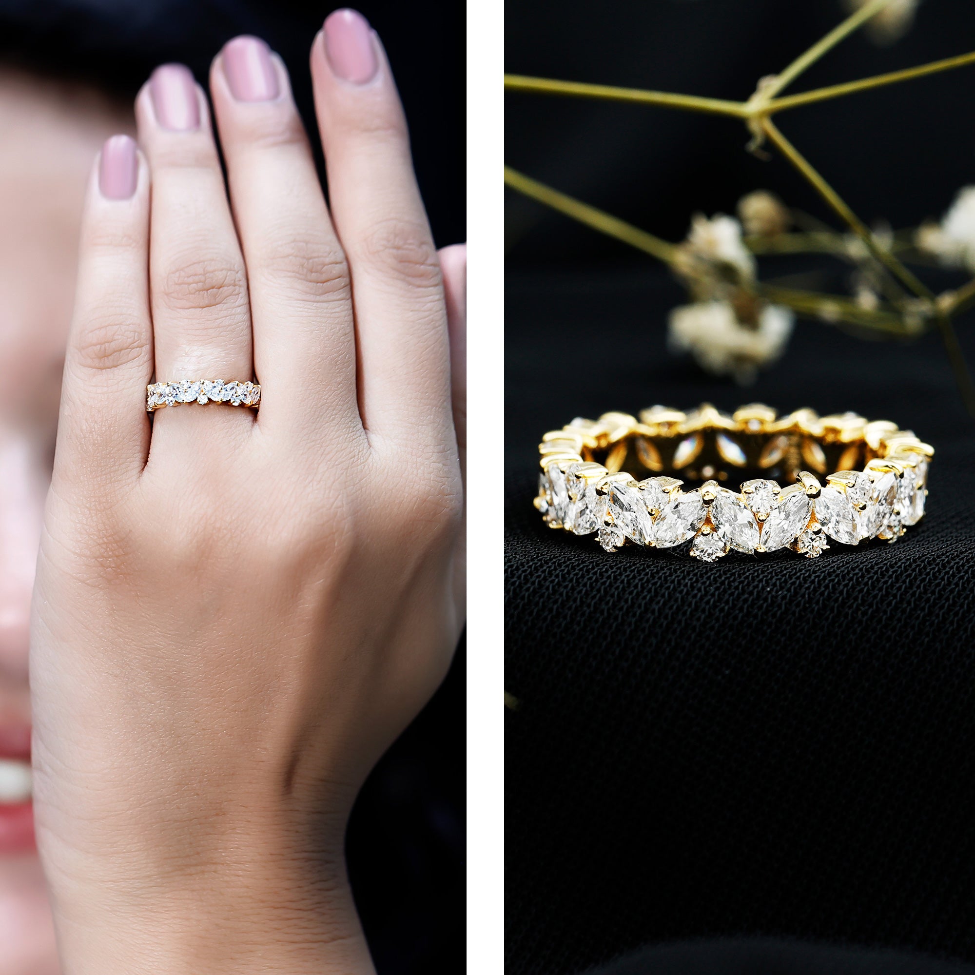 Certified Lab Grown Diamond Full Eternity Wedding Ring Lab - ( EF-VS ) - Rosec Jewels
