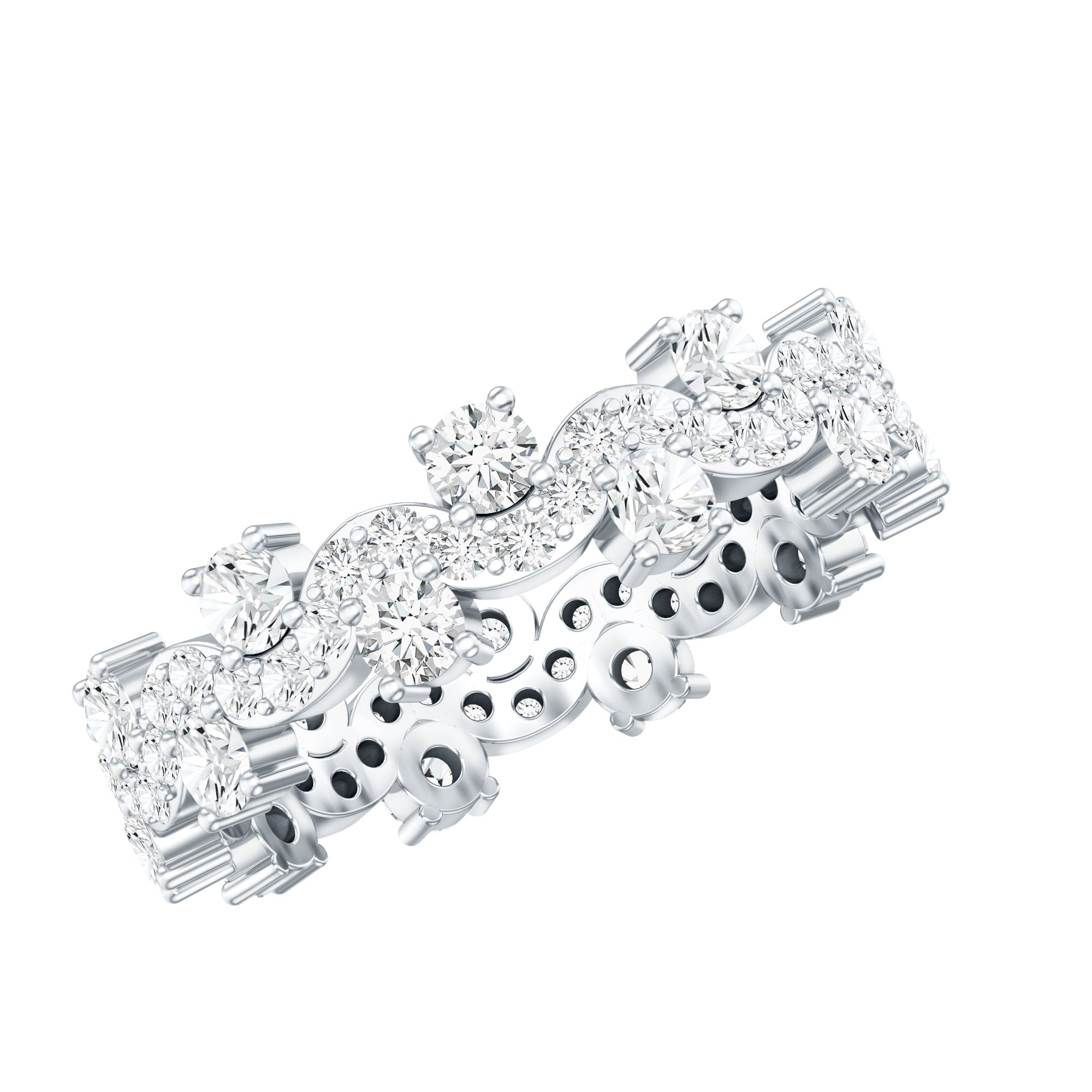 Certified Lab Grown Diamond Designer Wedding Eternity Ring Lab - ( EF-VS ) - Rosec Jewels