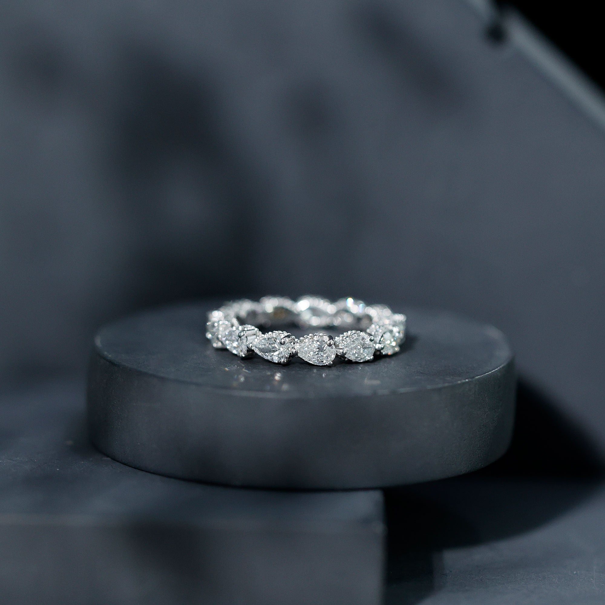 Certified Pear Shape Lab Grown Diamond Eternity Ring Lab - ( EF-VS ) - Rosec Jewels