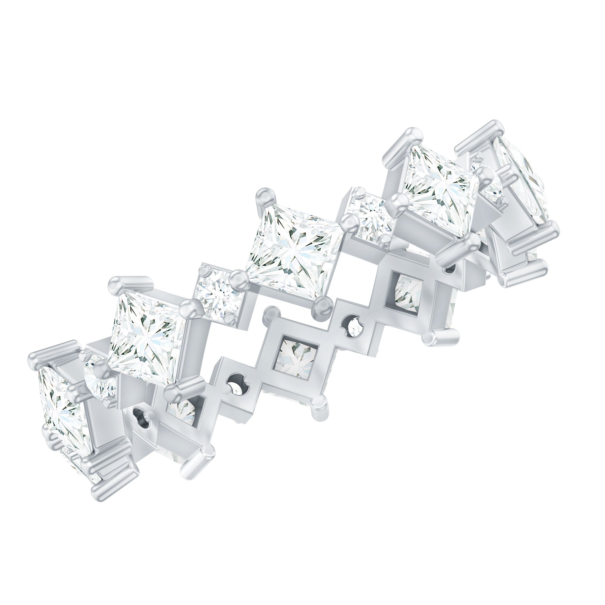 Certified Princess Cut Lab Grown Diamond Eternity Wedding Ring